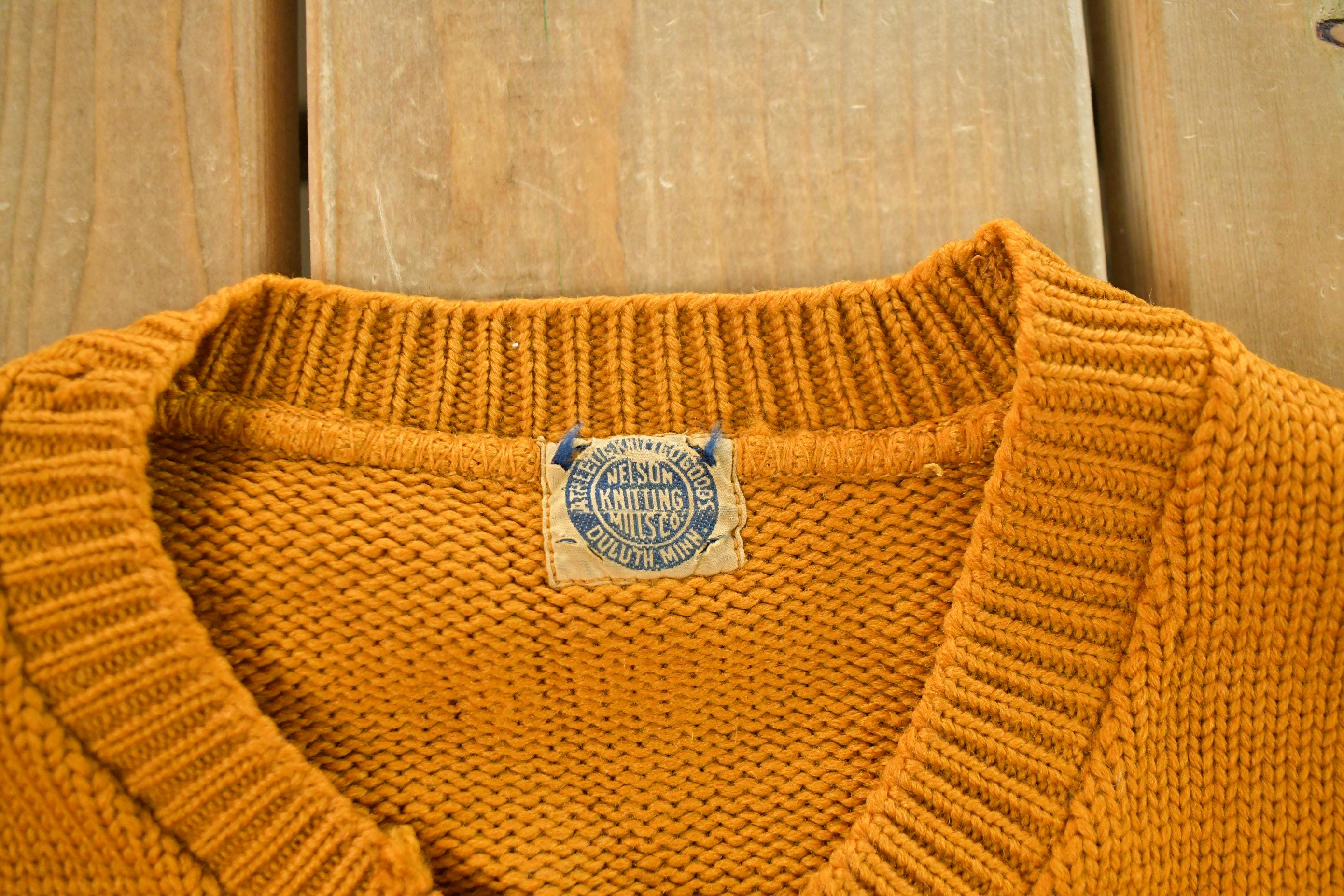 Vintage 1940s Nelson Knitting Mills of Duluth Collegiate Varsity Style Knit Sweater Men's Small - Image 6