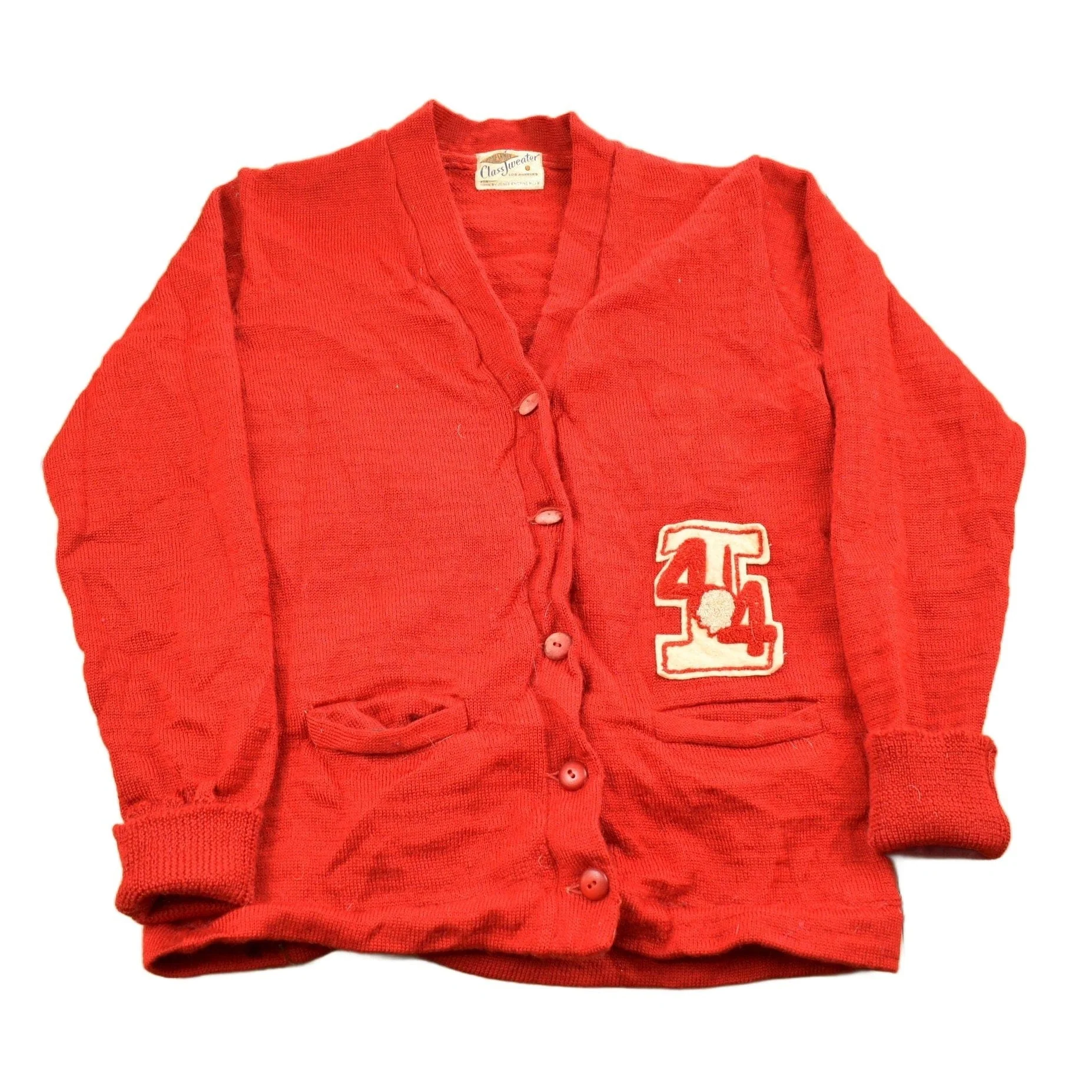 Vintage 1944 Embroidered Collegiate Knit Cardigan Sweater Men's S