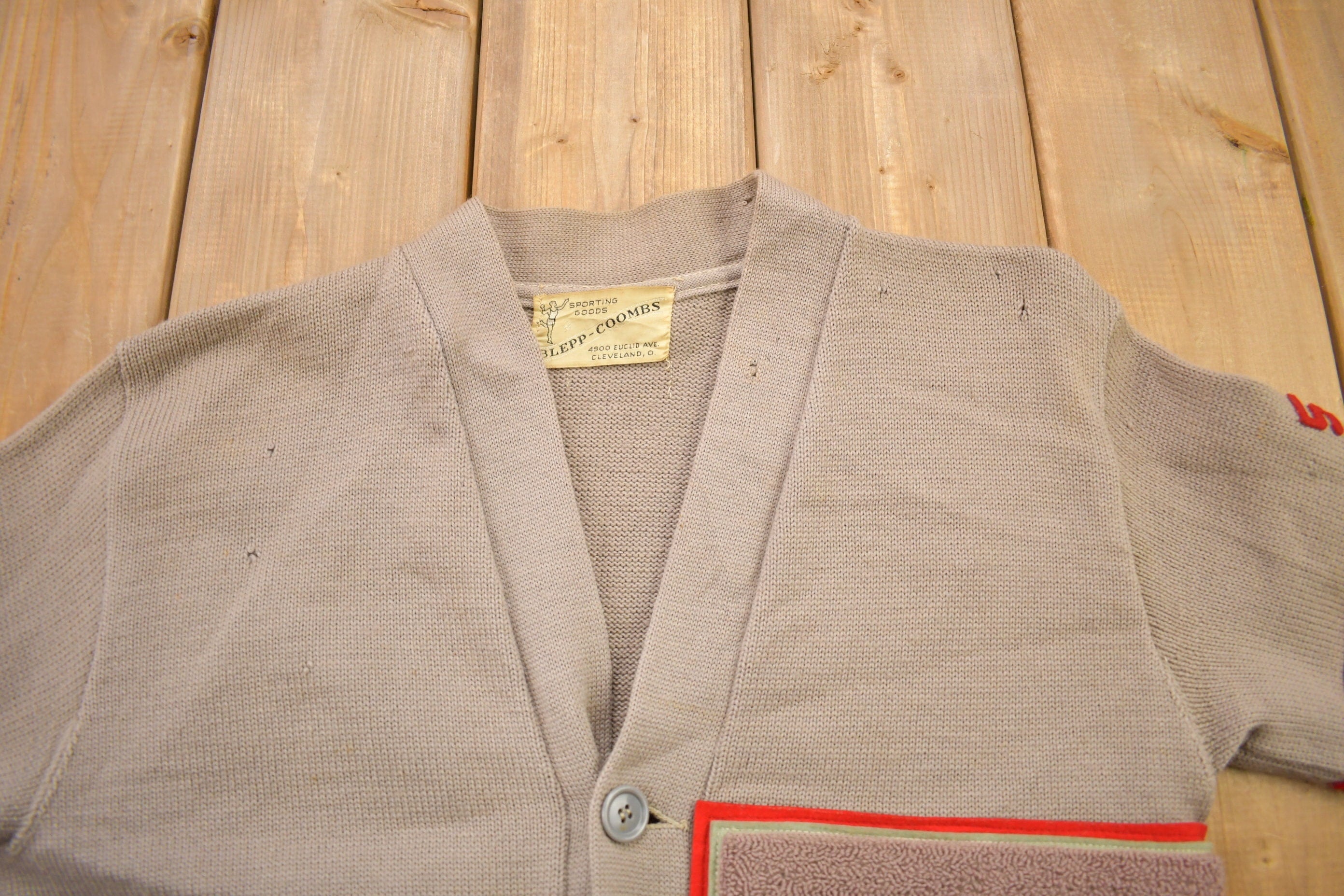 Vintage 1950s Blepp-Coombs Sporting Goods Collegiate Cardigan Sweater Men's Medium - Image 5
