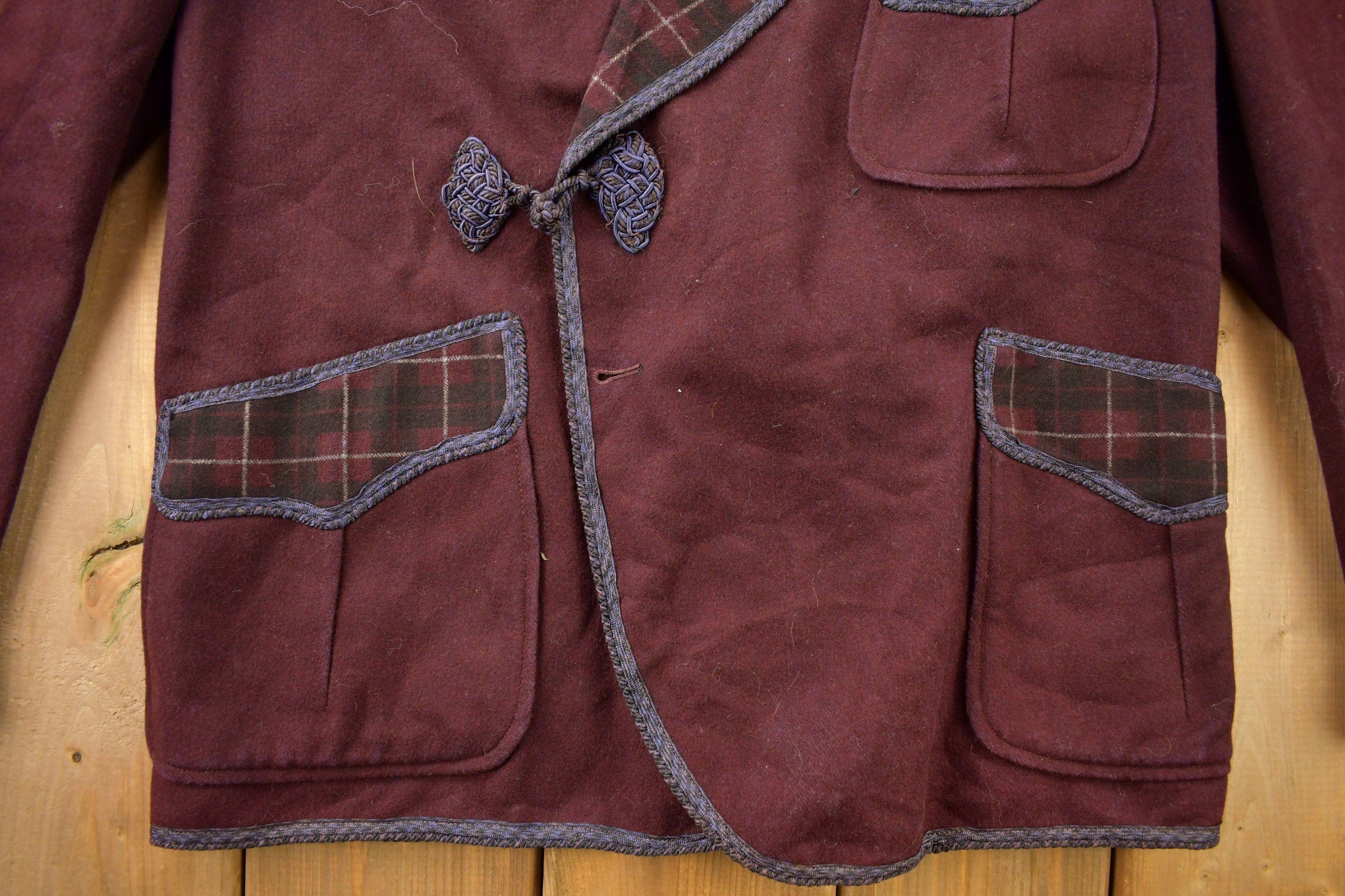 Vintage 1950s Burgundy Button Up Blazer Jacket - Image 3