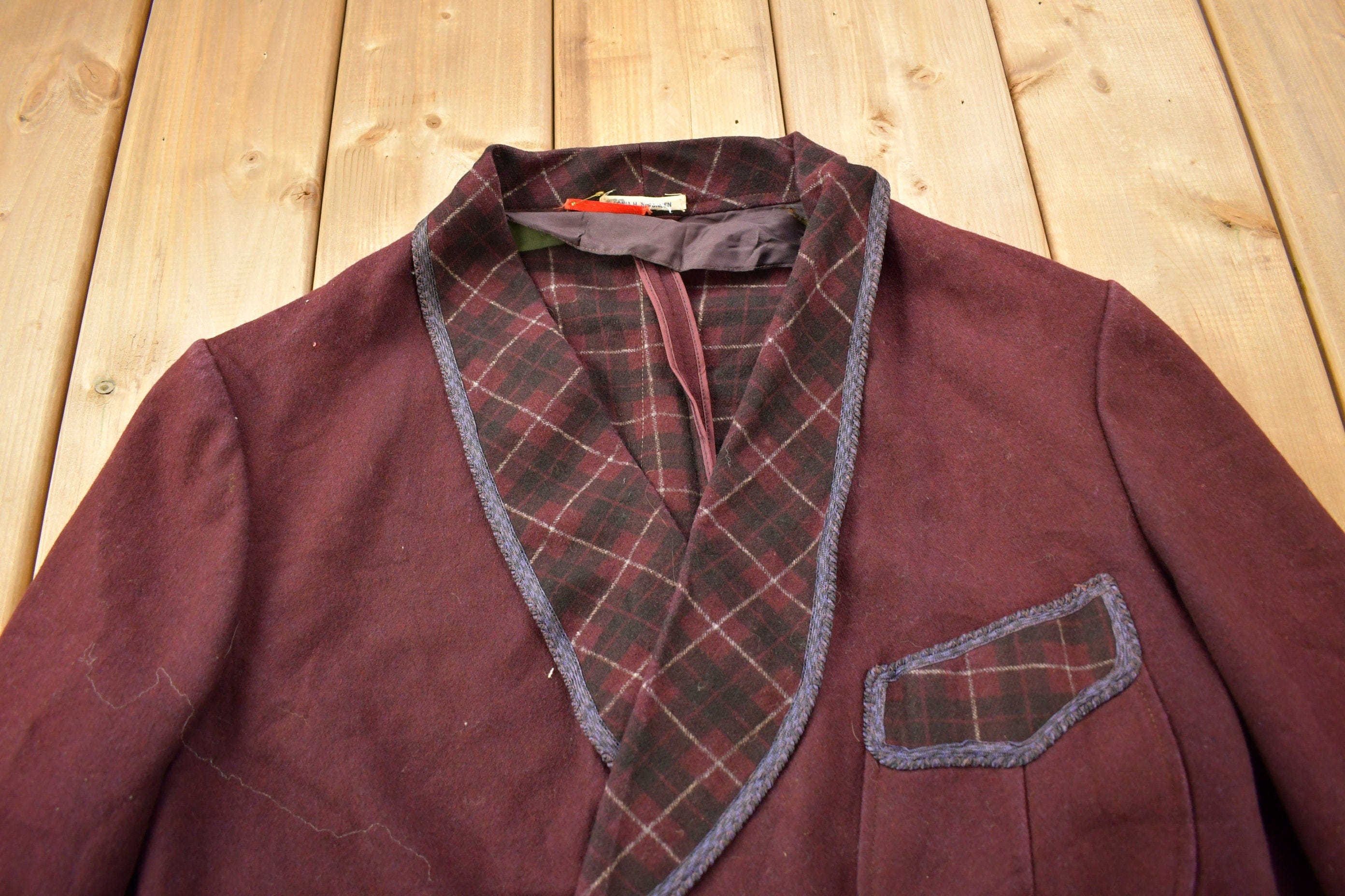 Vintage 1950s Burgundy Button Up Blazer Jacket - Image 4