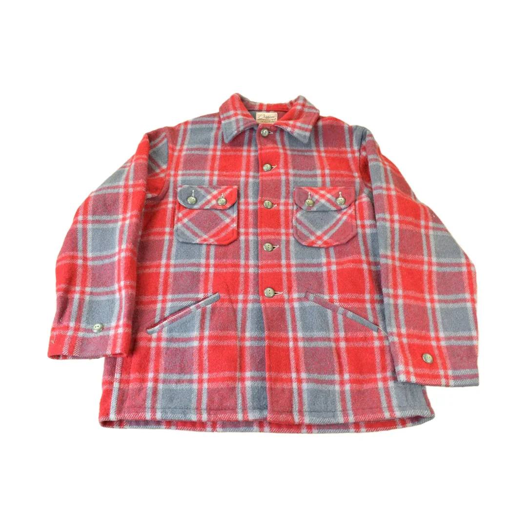 Vintage 1950s Chippewa Woolen Plaid Heavy Weight Wool Button Up Jacket