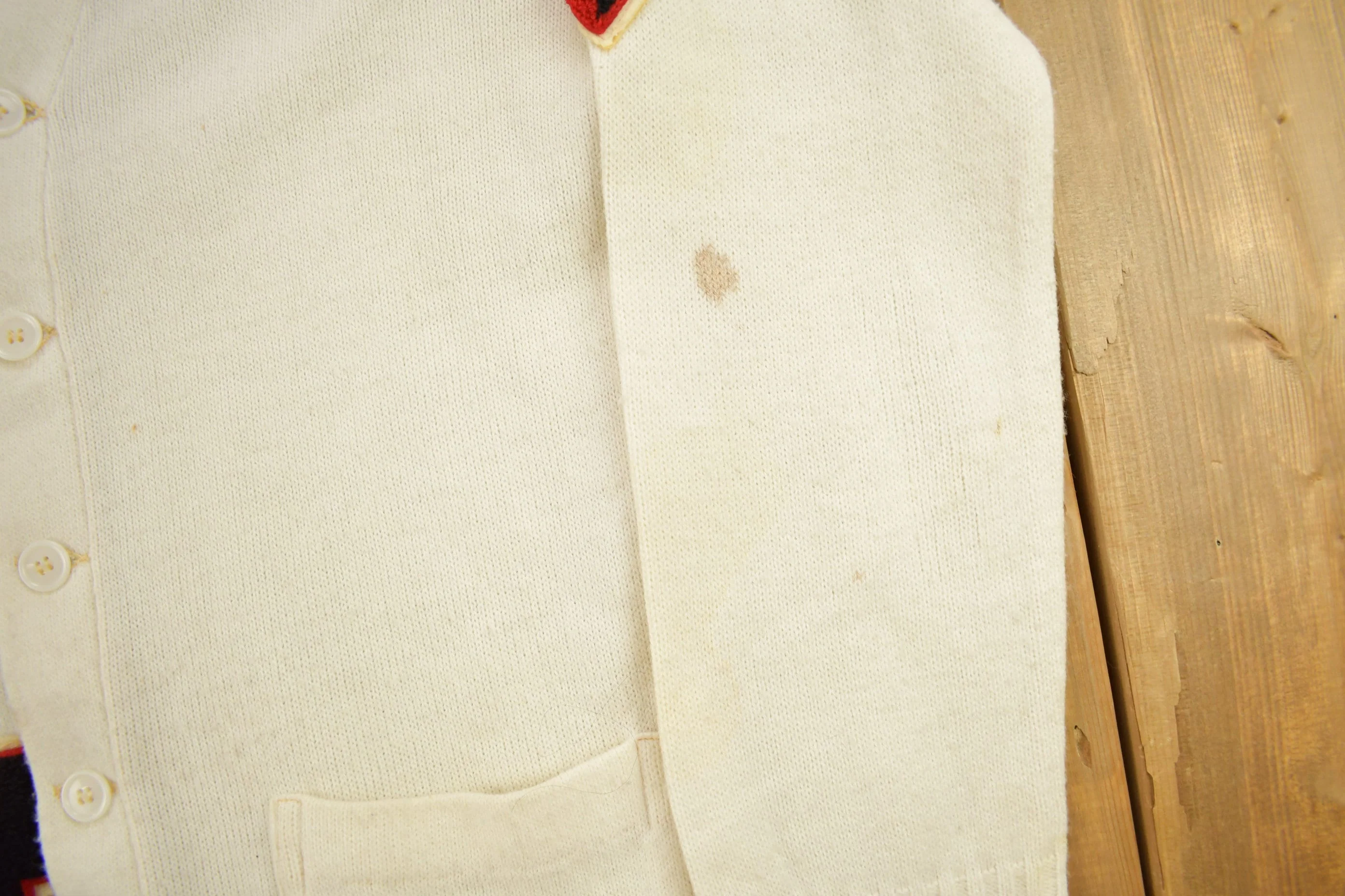 Vintage 1950s FDL Embroidered Collegiate Cardigan Sweater Men's Medium - Image 5