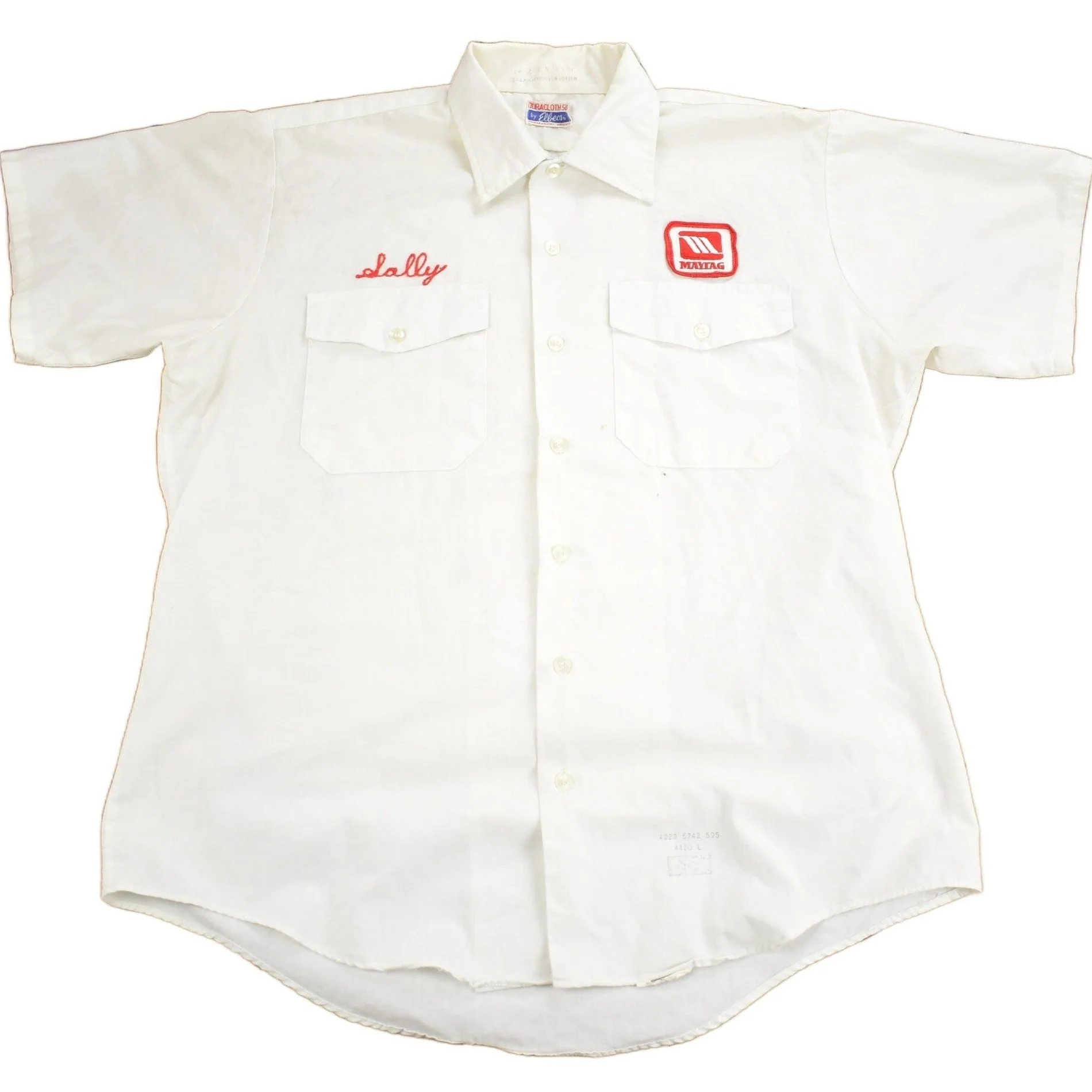 Vintage 1950s Maytag Red Carpet Service Button Up Shirt Men's L