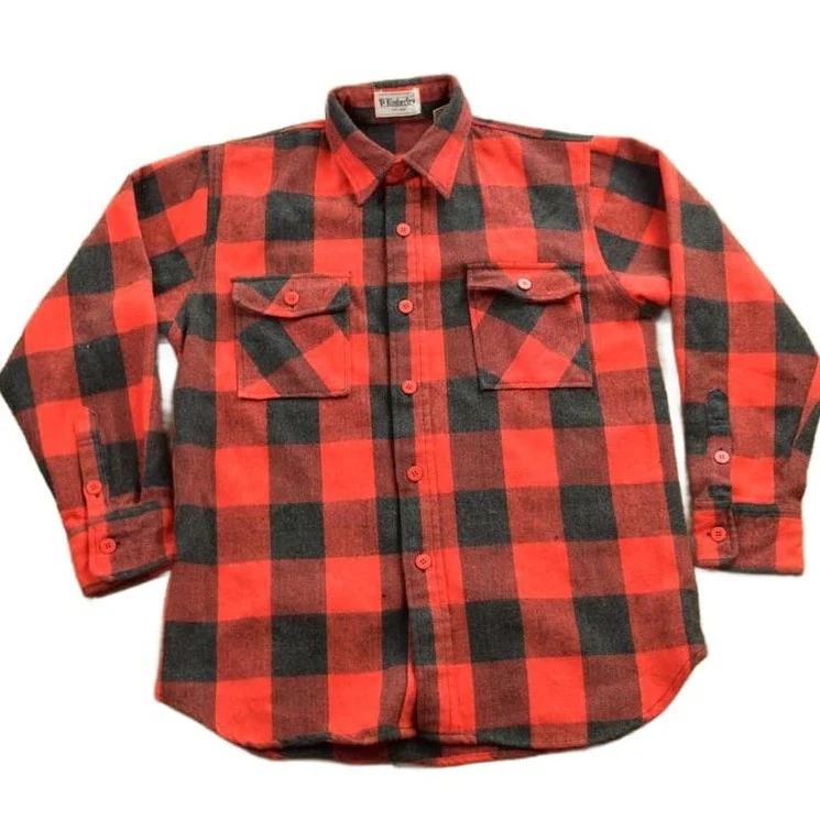 Vintage 1950s P. Kimberley Buffalo Plaid Wool Button Up Shirt Men's Medium