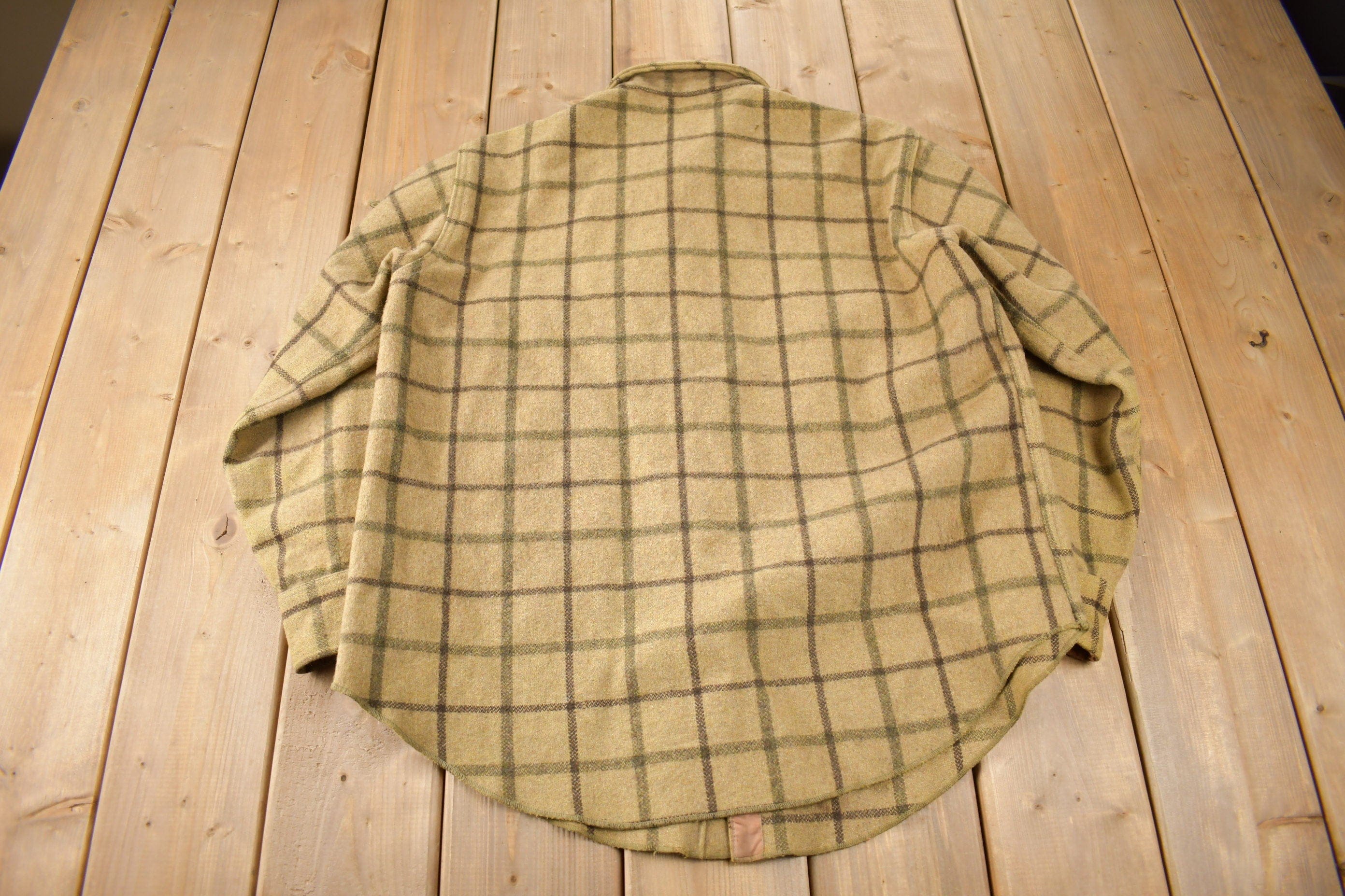 Vintage 1950s Peters Whaler Plaid Wool Button Up Flannel Men's Large Workwear - Image 3