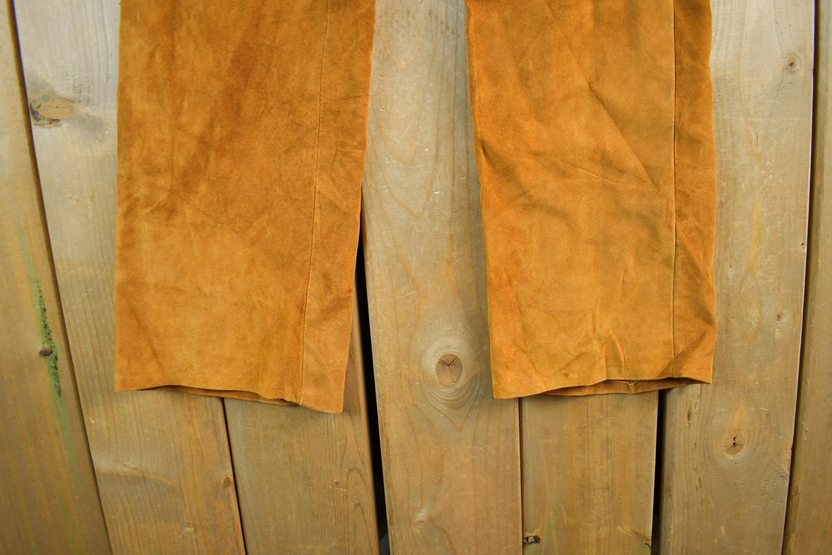 Vintage 1960s 1970s Leather Suede Bootcut Pants Jeans Women's 28 x 30.5 - Image 3