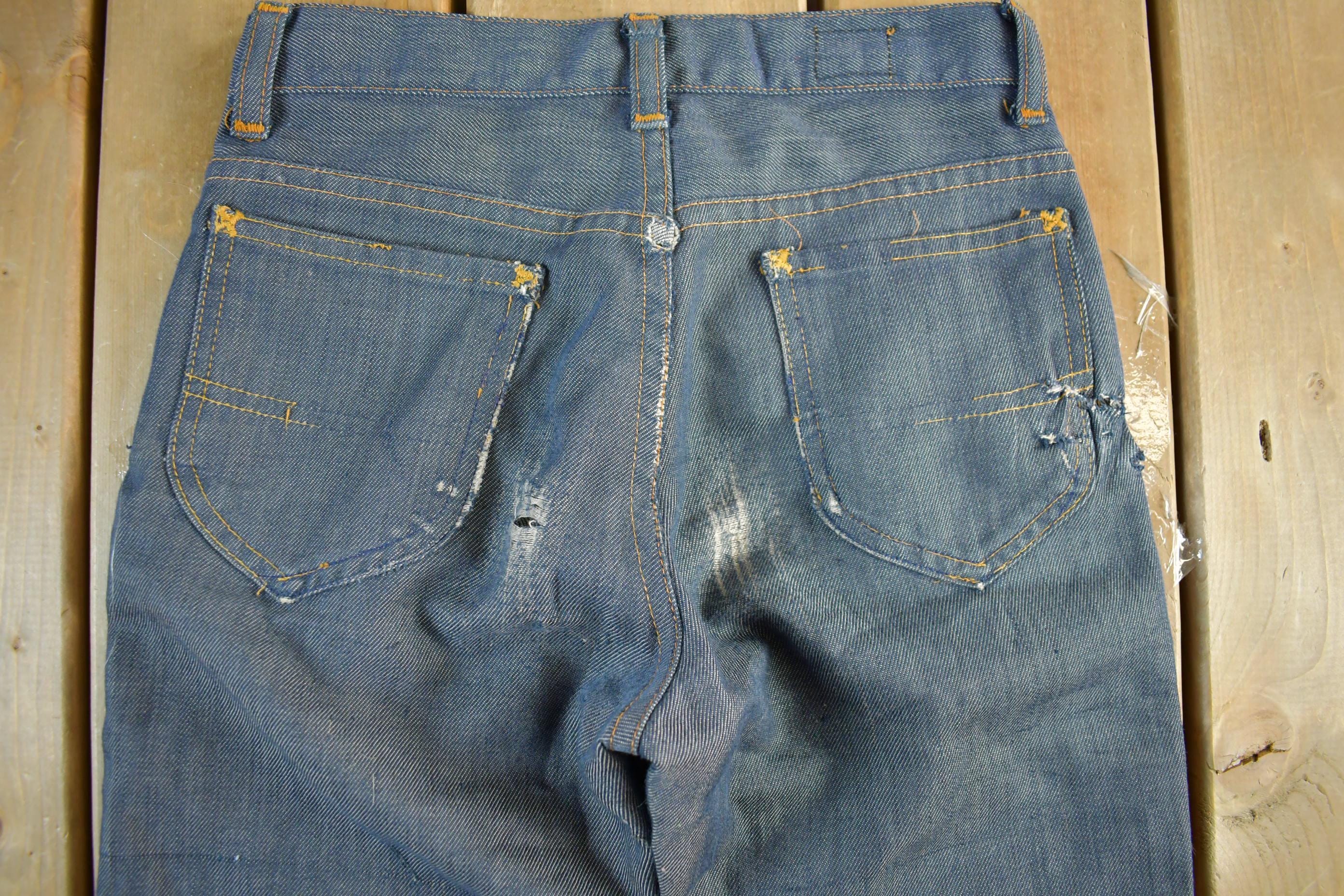 Vintage 1960s 1970s Lee Distressed Denim Jeans Youth 24 x 23.5 - Image 8