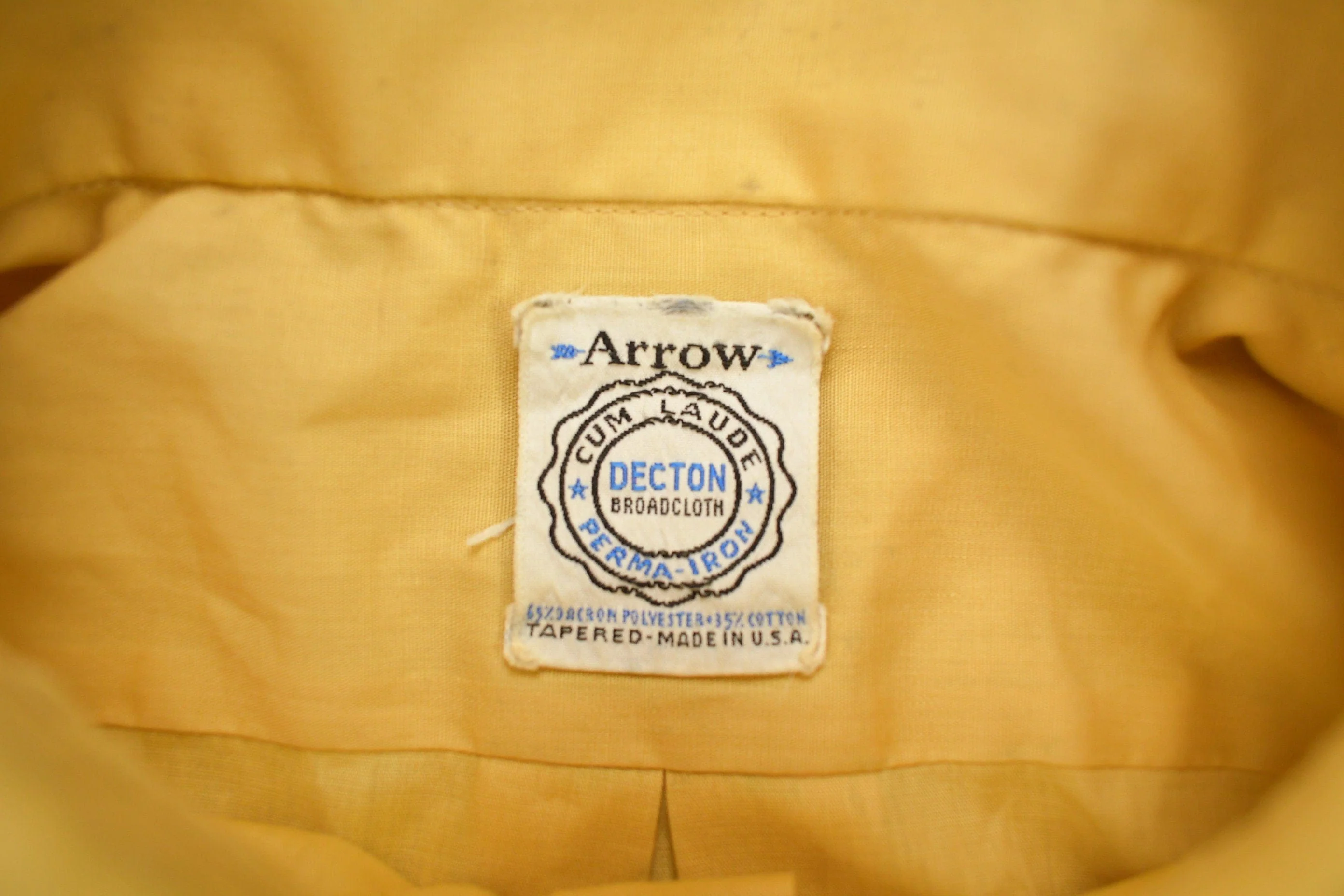 Vintage 1960s Arrow Cum Laude Decton Broad Cloth Blank Button Up Shirt Men's Large - Image 6