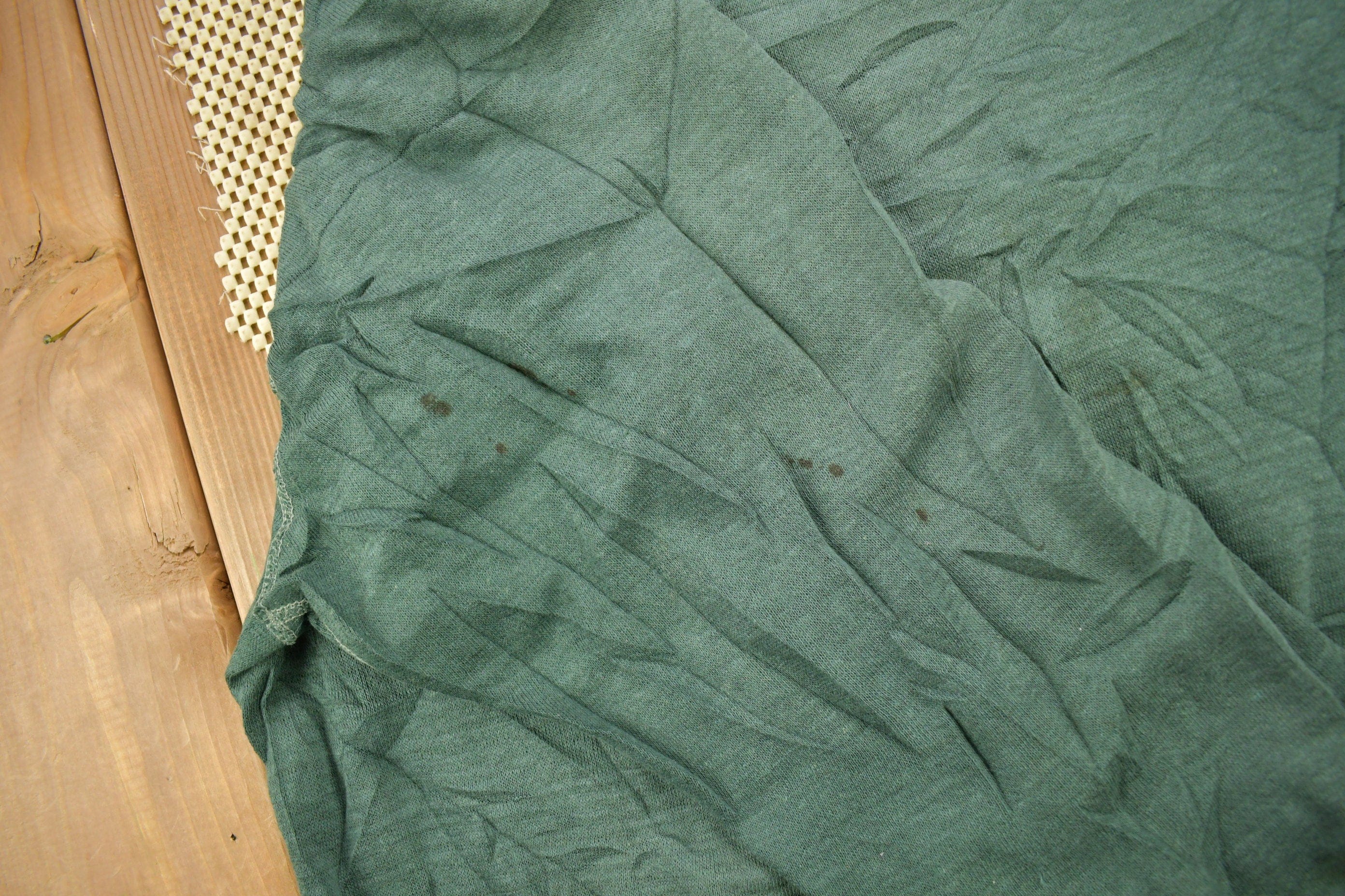 Vintage 1960s Blank Faded Forest Green Crewneck Sweatshirt Men's XS - Image 5