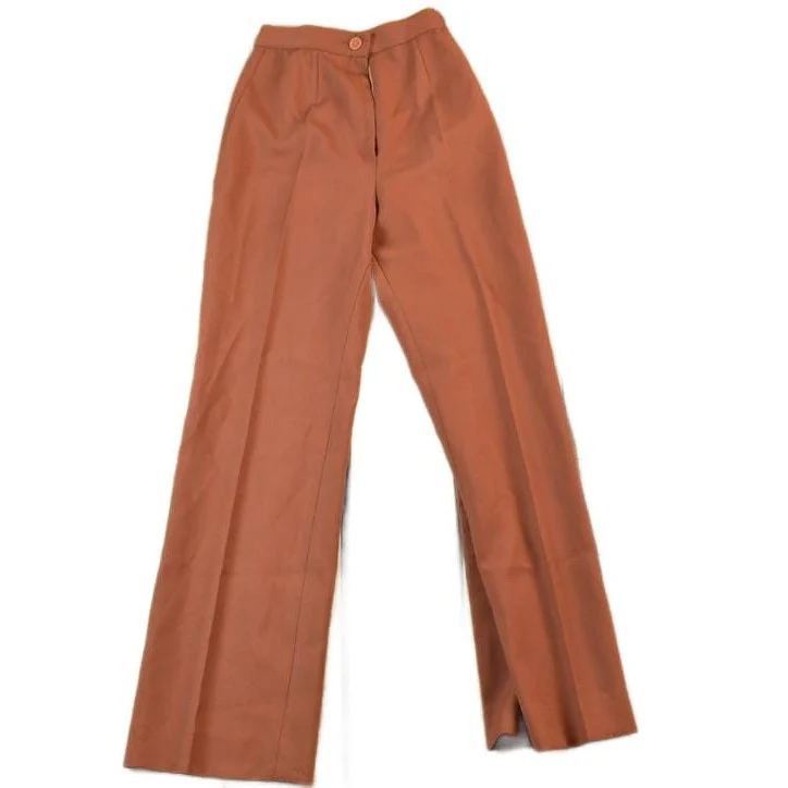 Vintage 1960s Brown Pleated Pants Womens 22 x 28 - Image 2