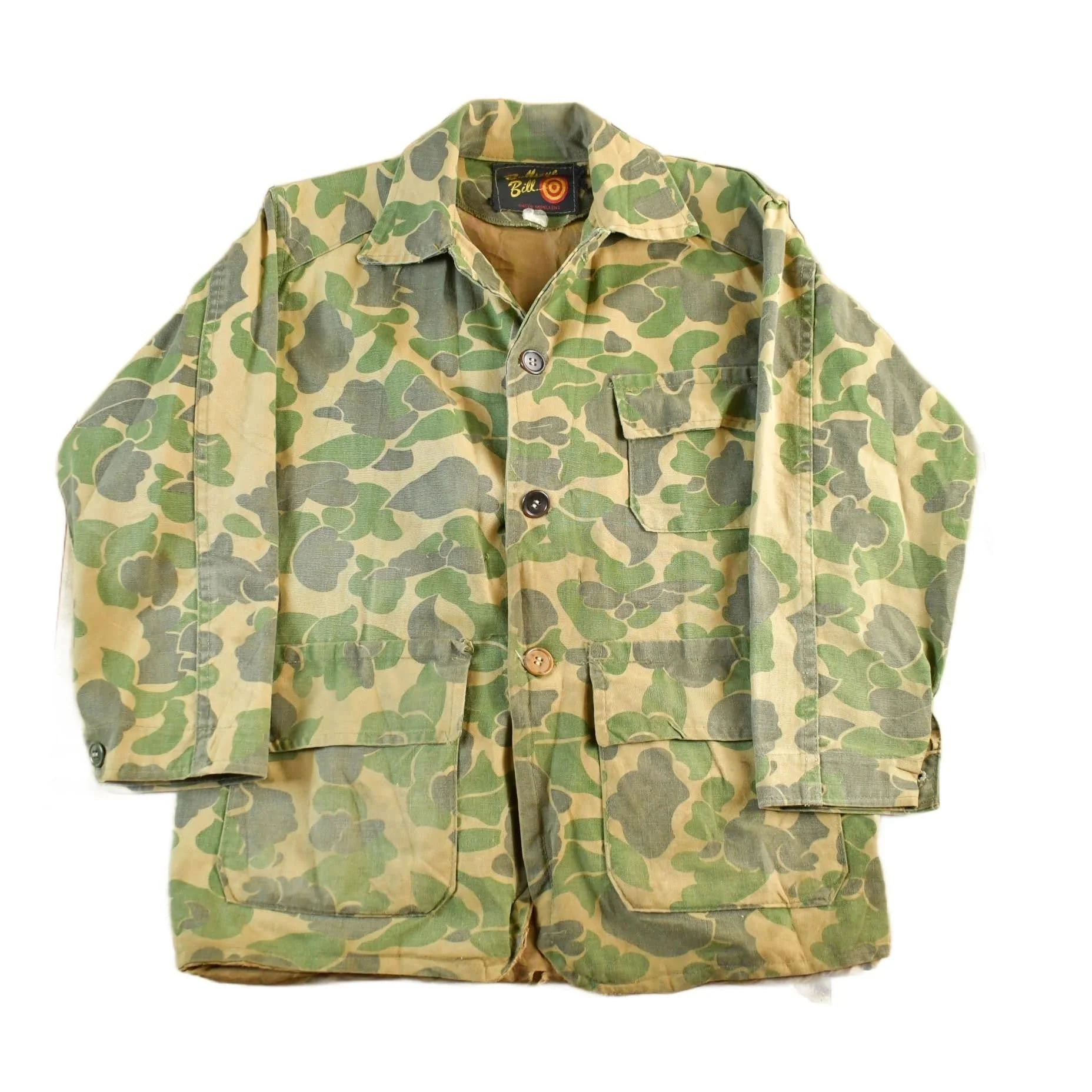 Vintage 1960s Bullseye Bill Duck Camo Canvas Hunting Jacket Men's Small
