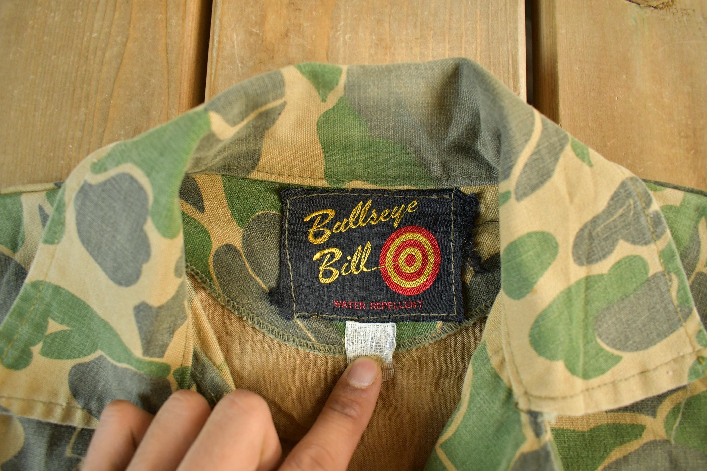 Vintage 1960s Bullseye Bill Duck Camo Canvas Hunting Jacket Men's Small - Image 5