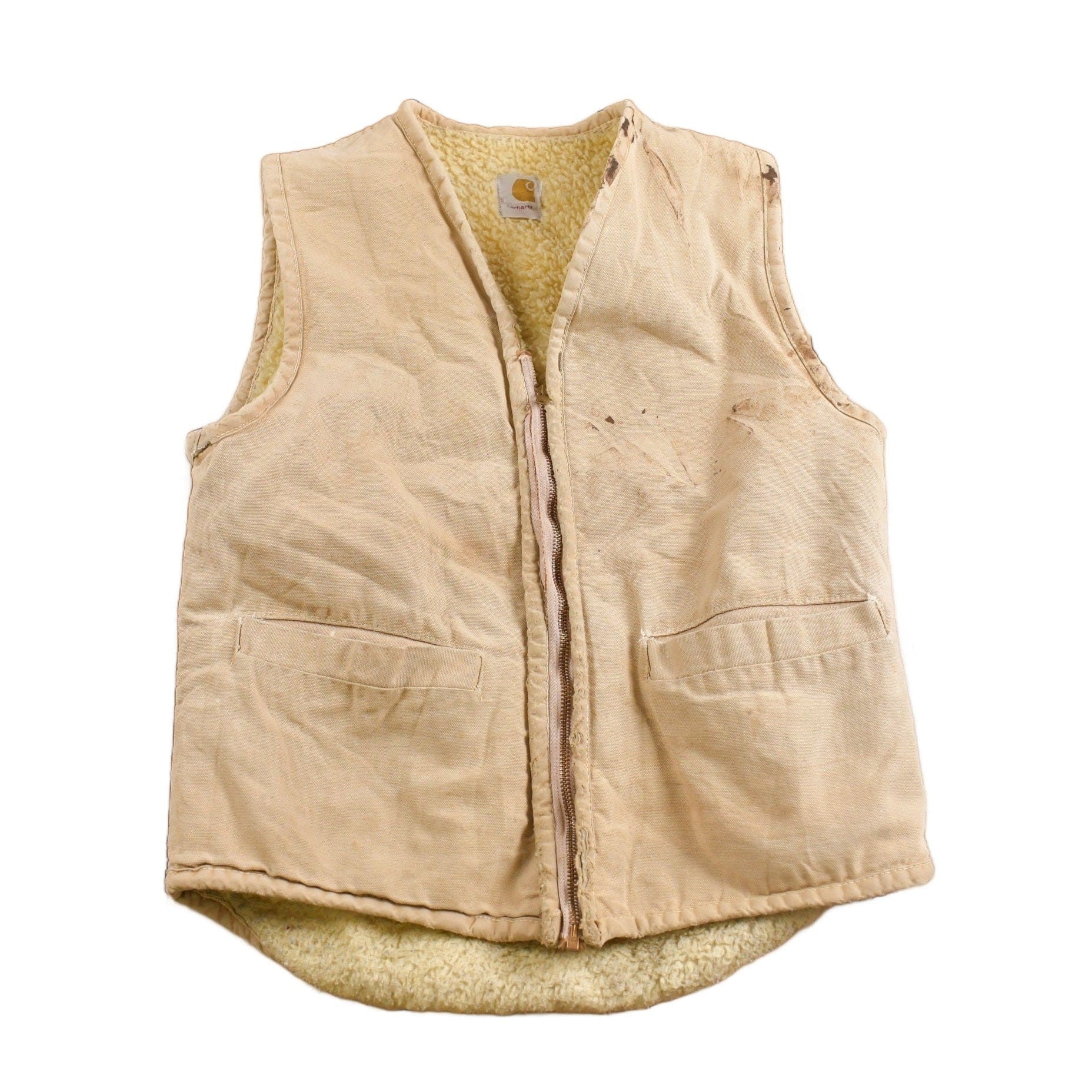 Vintage 1960s Carhartt Sherpa Lined Beige Work Vest