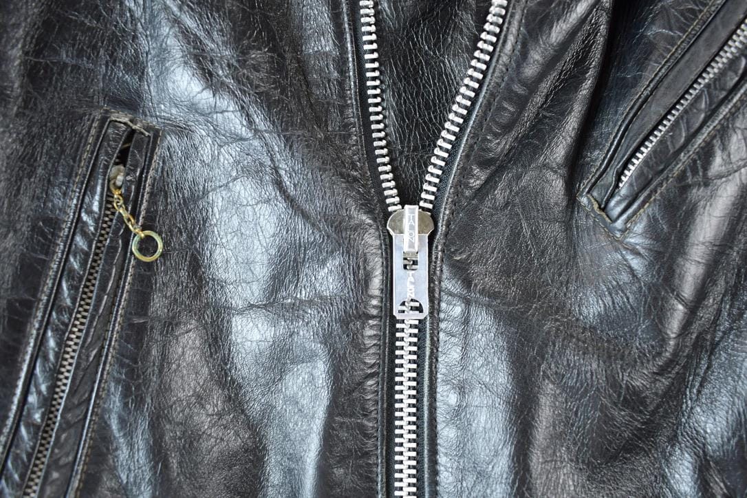 Vintage 1960s Harley Davidson Leather Motorcycle Jacket With Belt Made In USA - Image 6