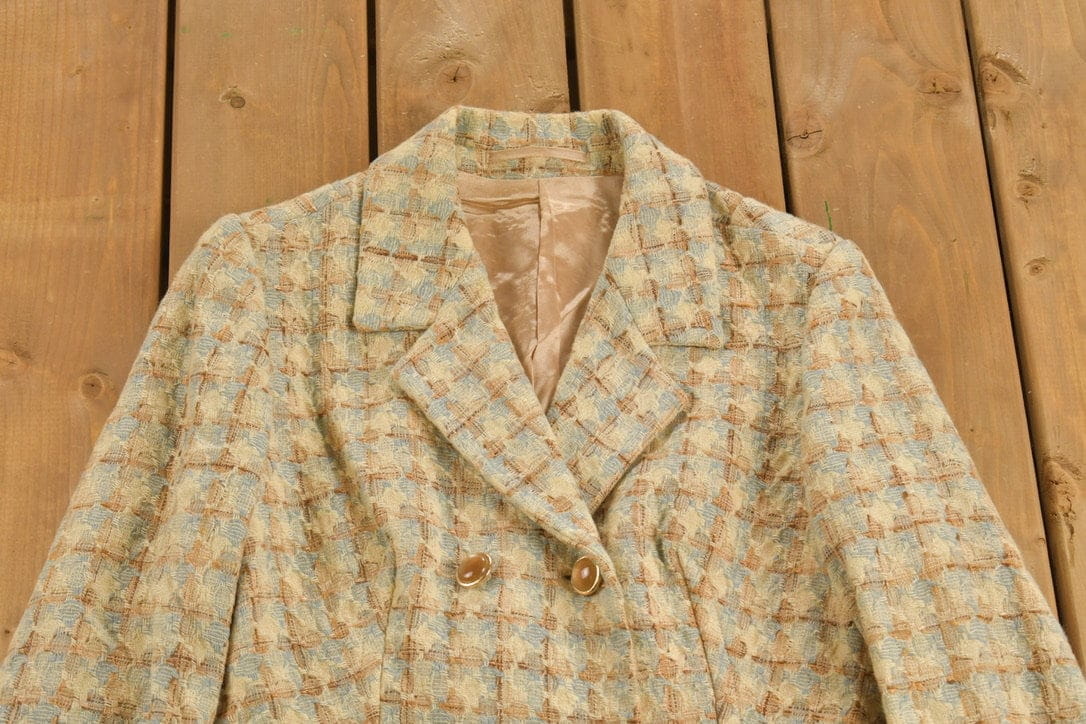 Vintage 1960s Houndstooth Full Length MOD Over Coat - Image 3