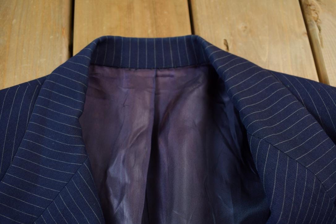 Vintage 1960s Jack Frost Wool Pinstripe Blazer Jacket Men's XL - Image 4