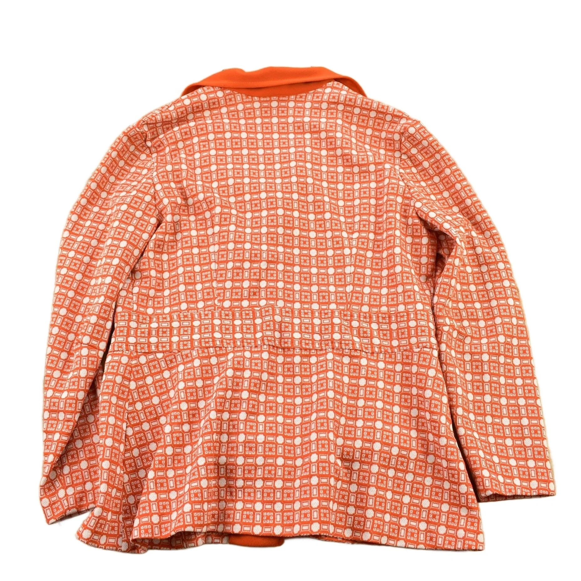 Vintage 1960s Orange Geo Metric Pattern Button Up Overcoat Women's M - Image 2