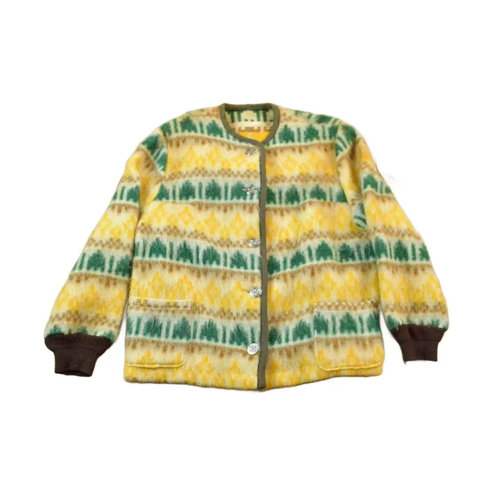 Vintage 1960s Patterned Mohair Cardigan Sweater