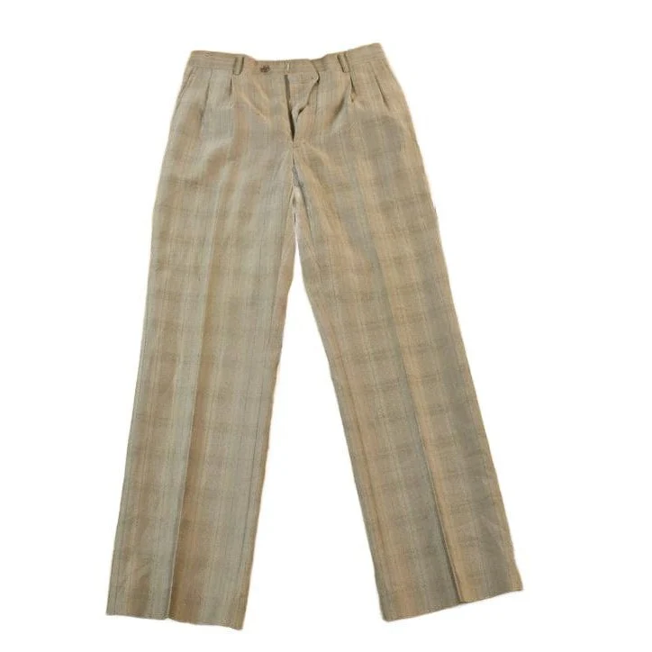 Vintage 1960s Plaid Pleated Dress Pants Men's 30 x 30