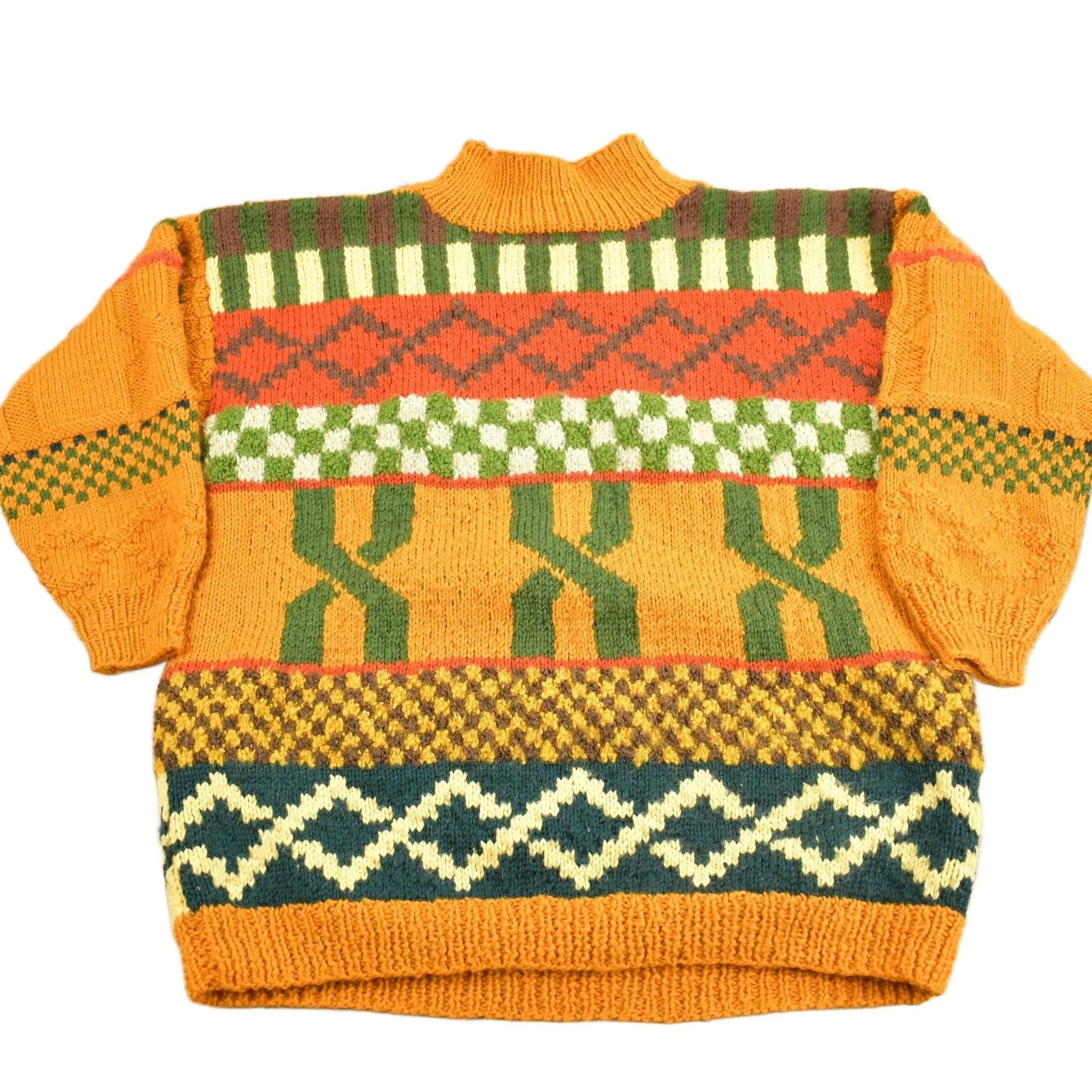 Vintage 1960s Southwestern Knit Turtleneck Sweater Men's Medium - Image 2