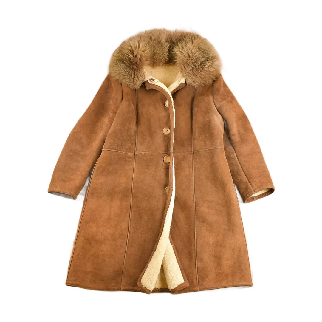 Vintage 1960s Suede Leather Shearling Jacket Men's Medium