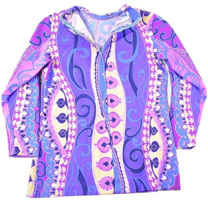 Vintage 1960s Swinging London mock turtleneck Abstract Pattern Tunic Dress Women's S - Image 2