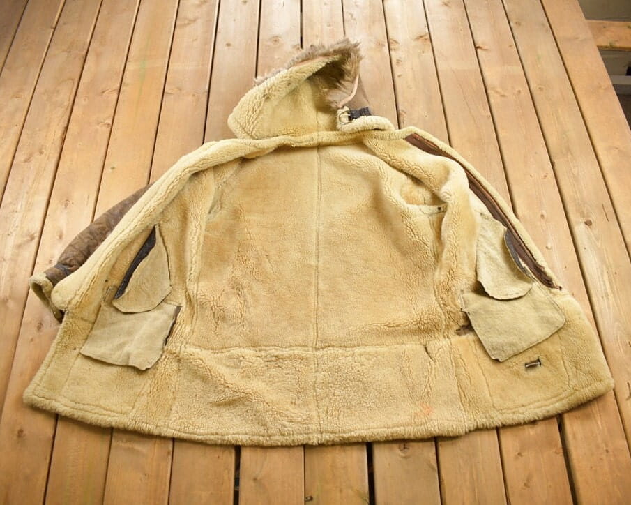 Vintage 1970 Avirex LTD Bomber Pilot Shearling Coat Men's Large - Image 6