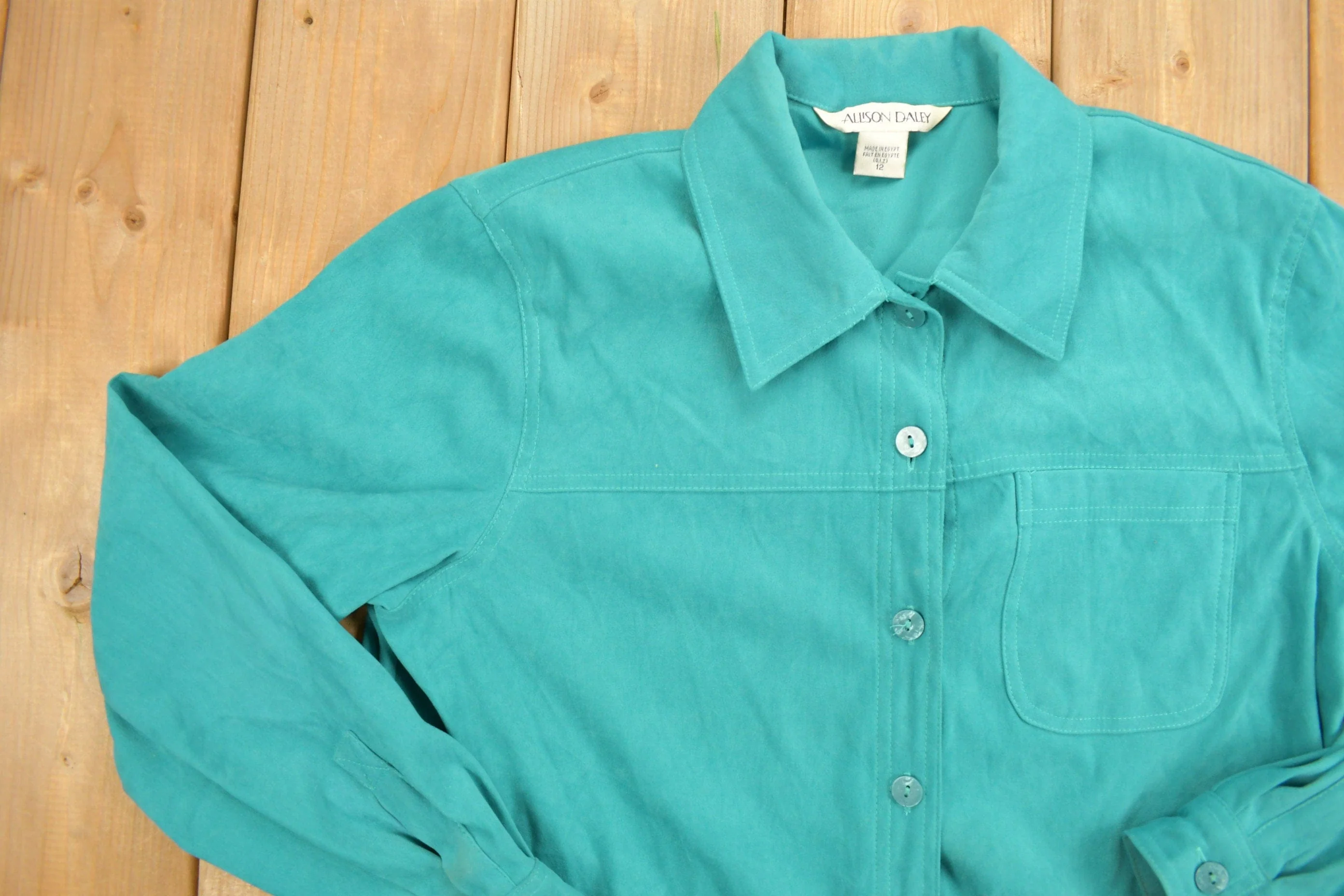 Vintage 1970s Allison Daley Blank Button Up Shirt Men's Medium - Image 3