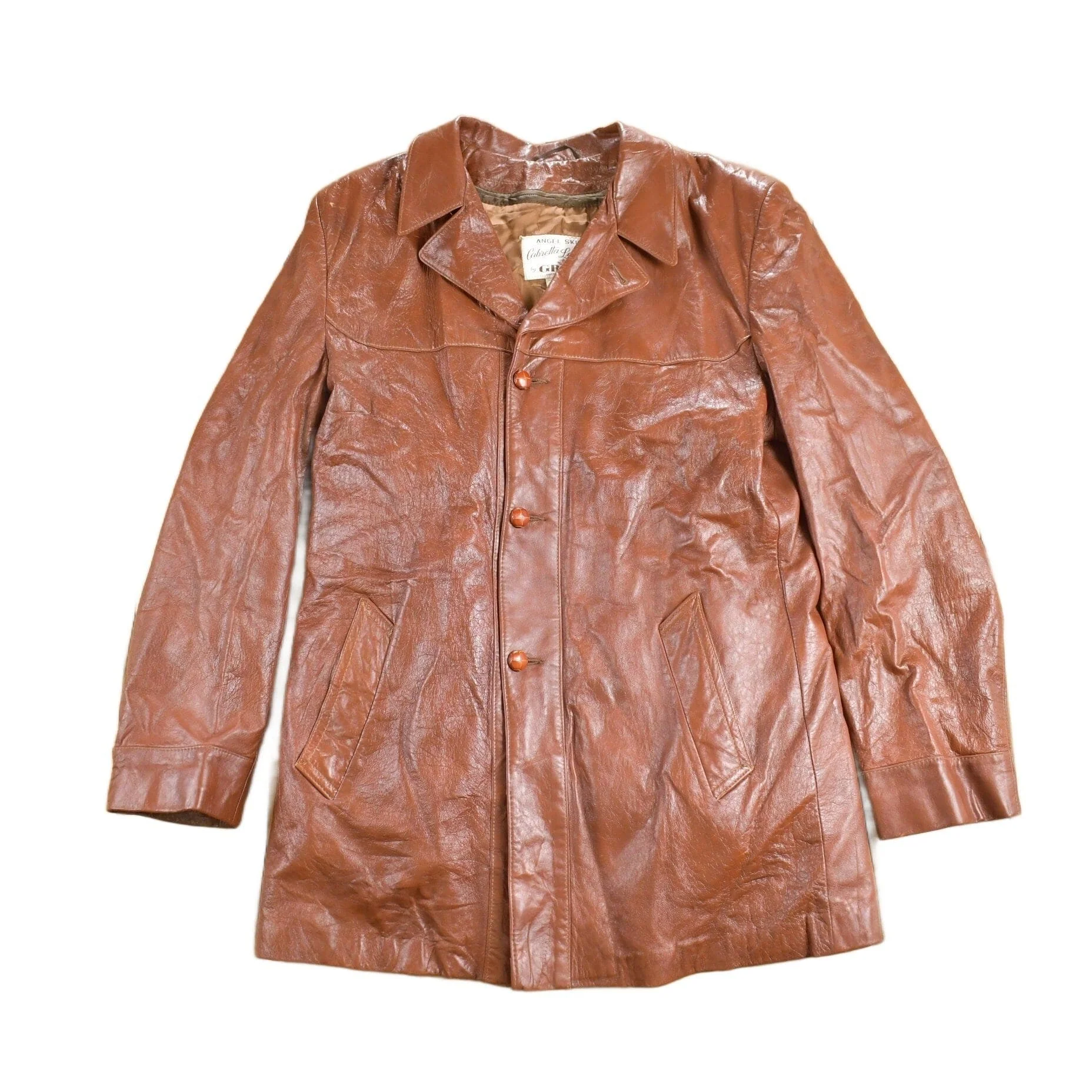 Vintage 1970s Angel Skin Cabretta Leather Full Length Coat Men's Large