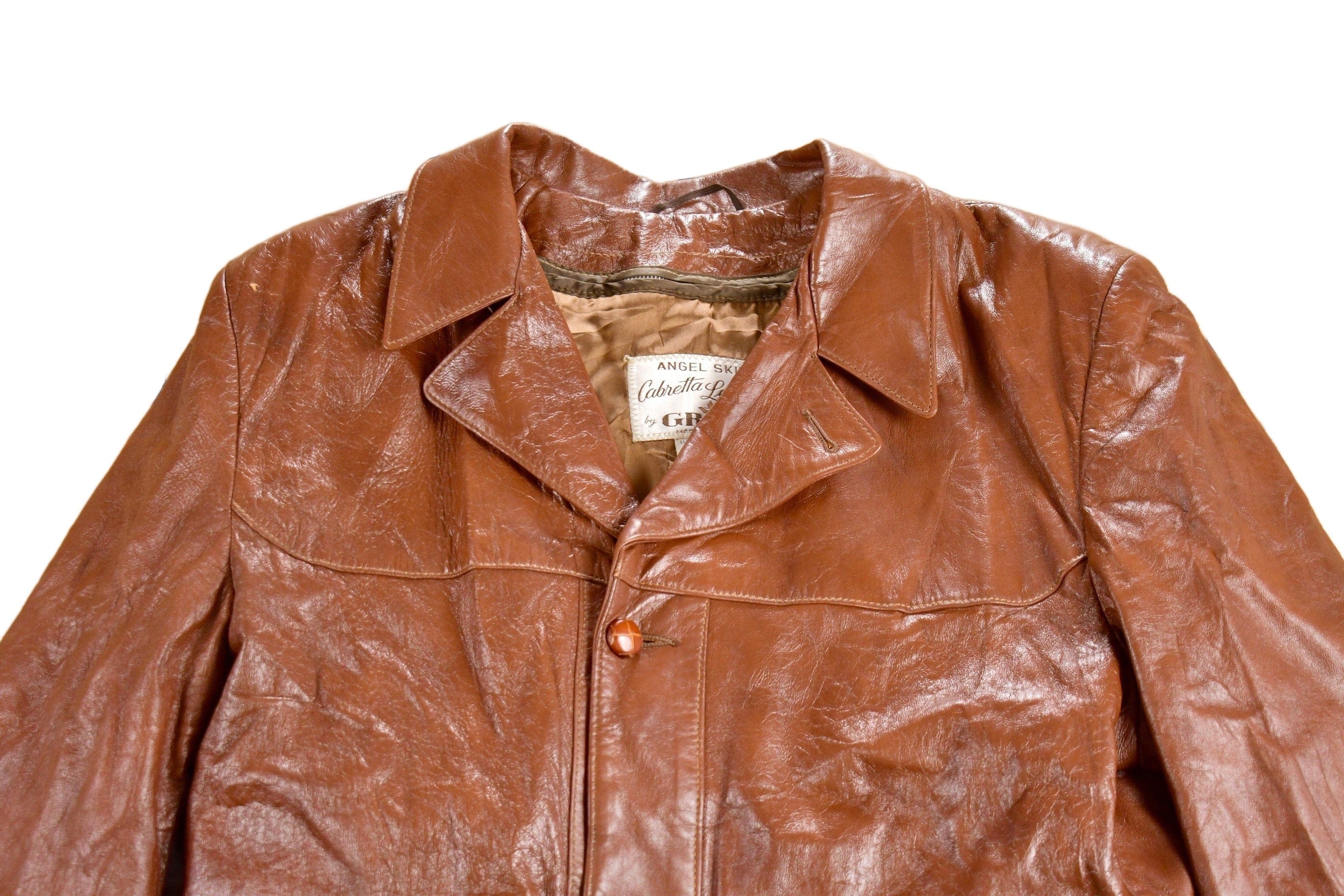 Vintage 1970s Angel Skin Cabretta Leather Full Length Coat Men's Large - Image 3