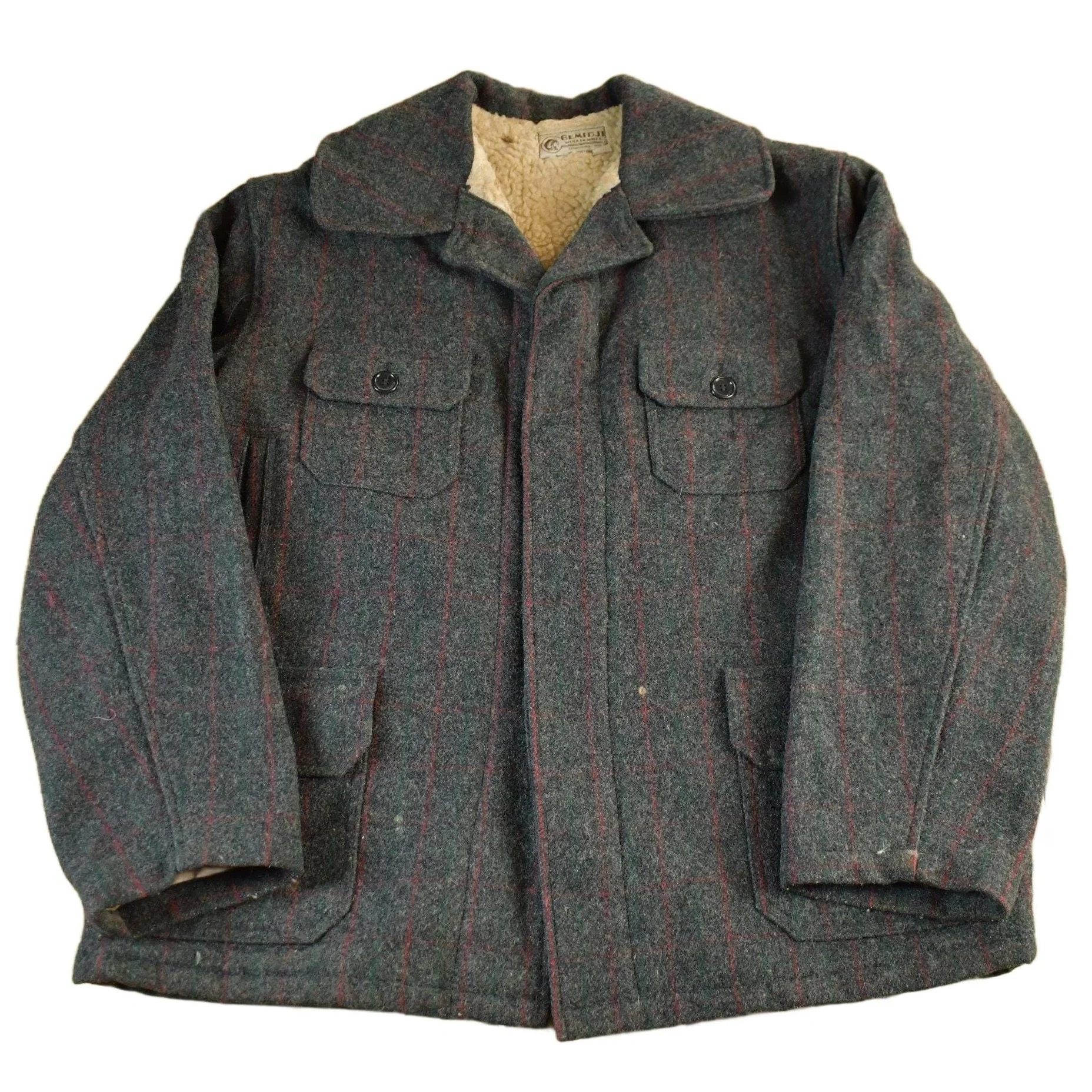 Vintage 1970s Bemidji Woolen Mills Sherpa Lined Wool Jacket Men's XL