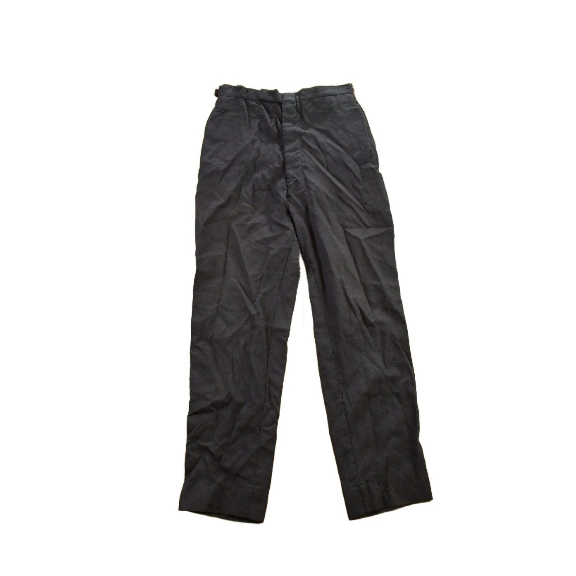 Vintage 1970s Black Wool Trousers Size 26x27