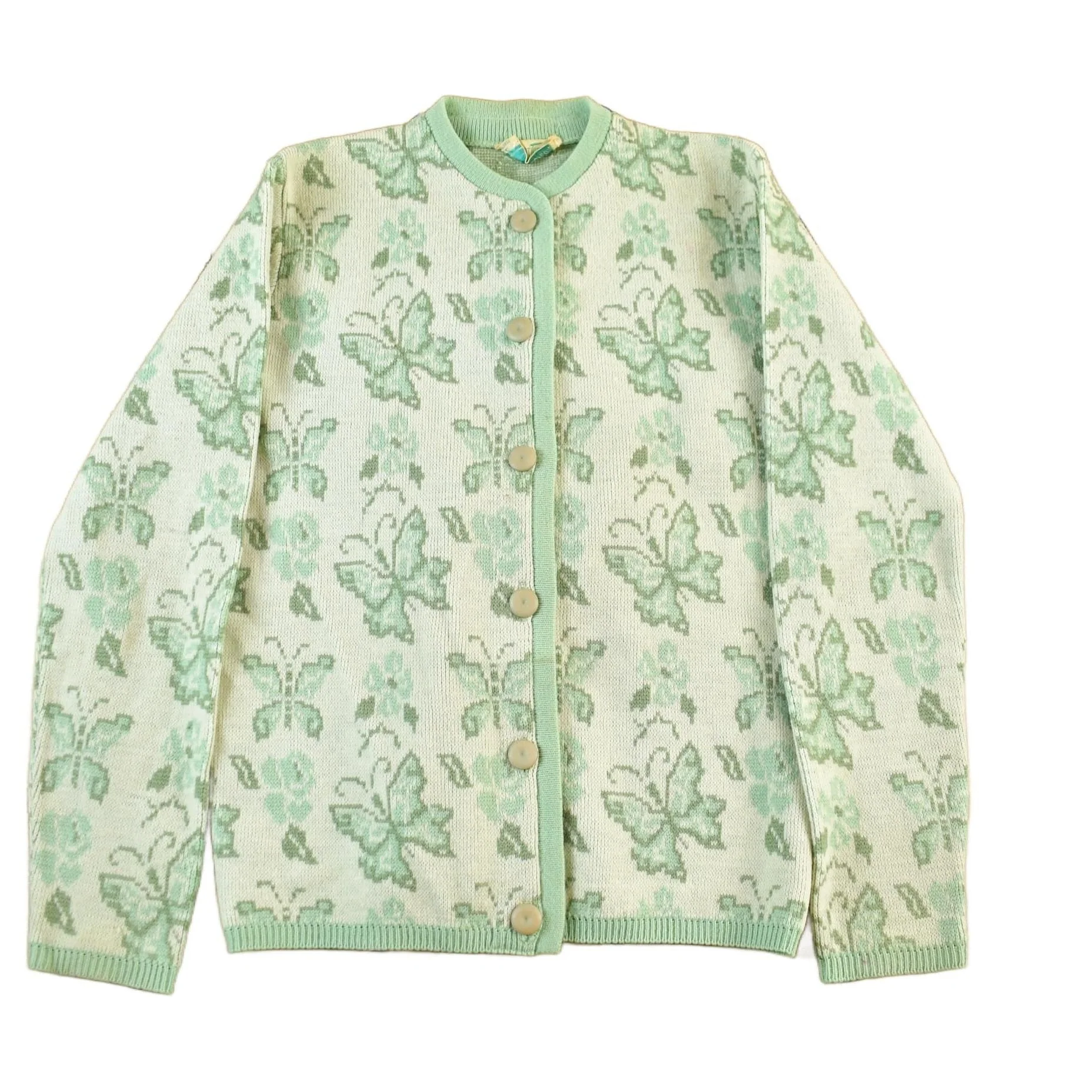 Vintage 1970s Butterfly Knit Cardigan Sweater Women's XS
