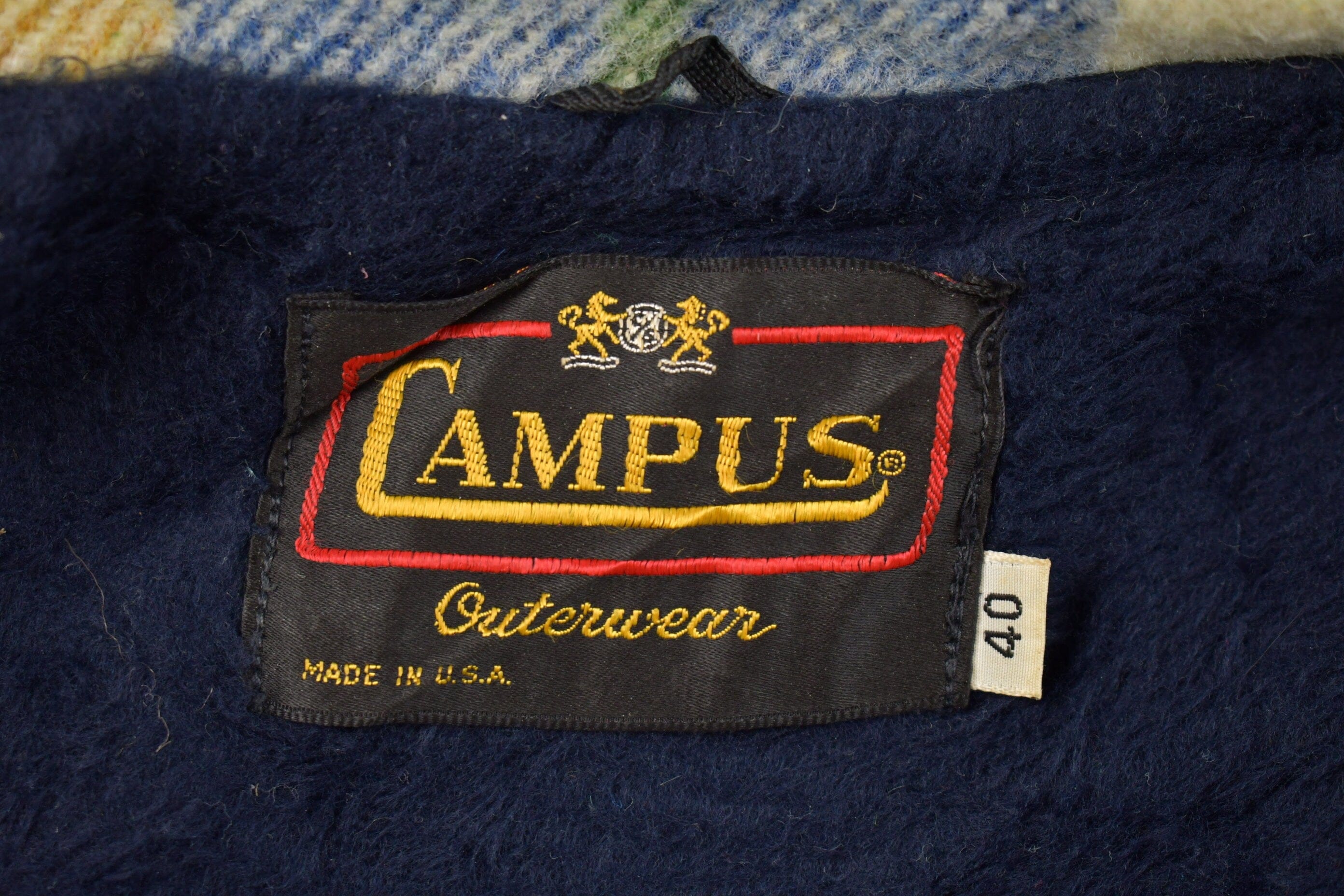 Vintage 1970s Campus Plaid Button Up Shirt Men's Large - Image 4