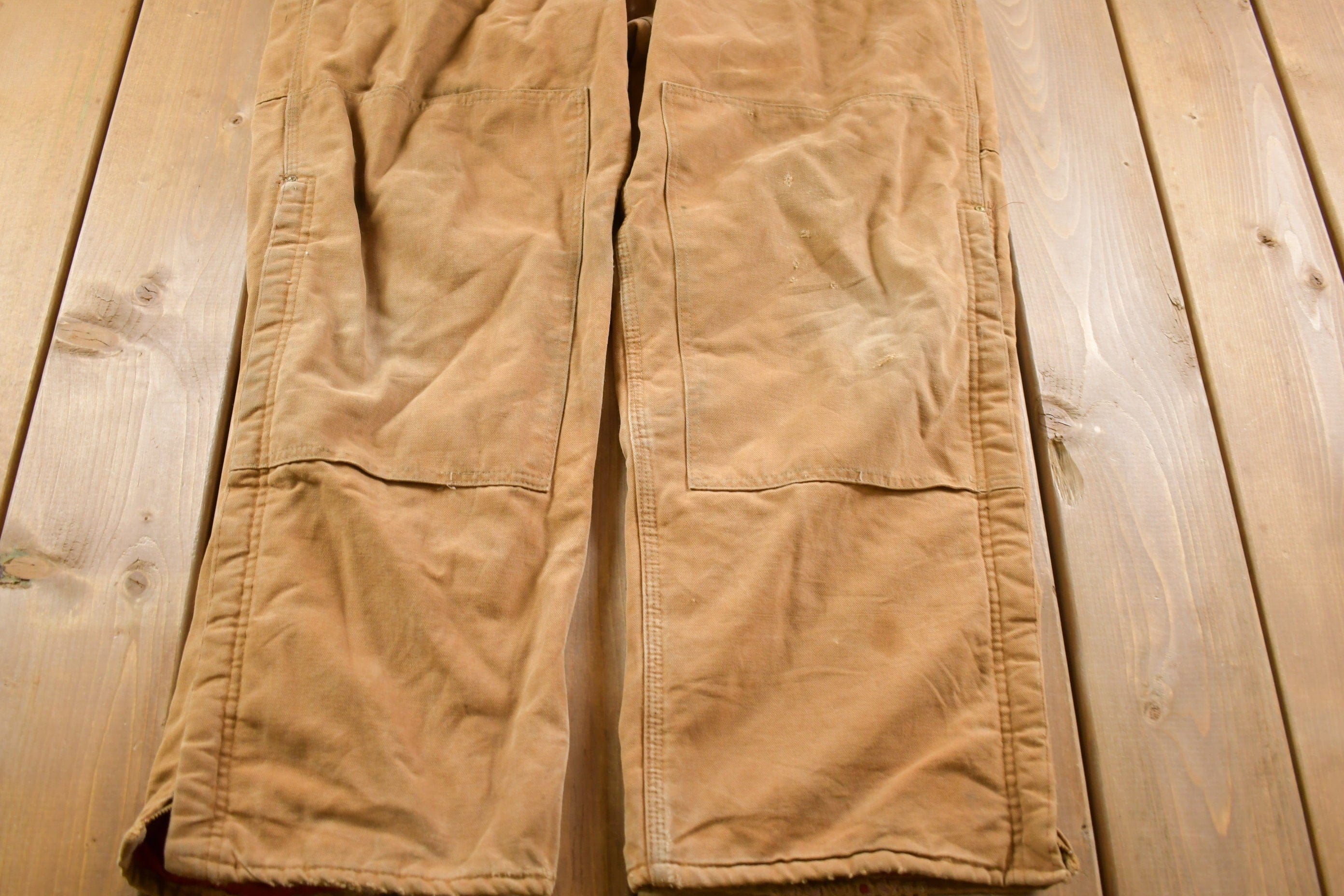 Vintage 1970s Carhartt Double Knee Canvas Overalls Men's Medium - Image 6