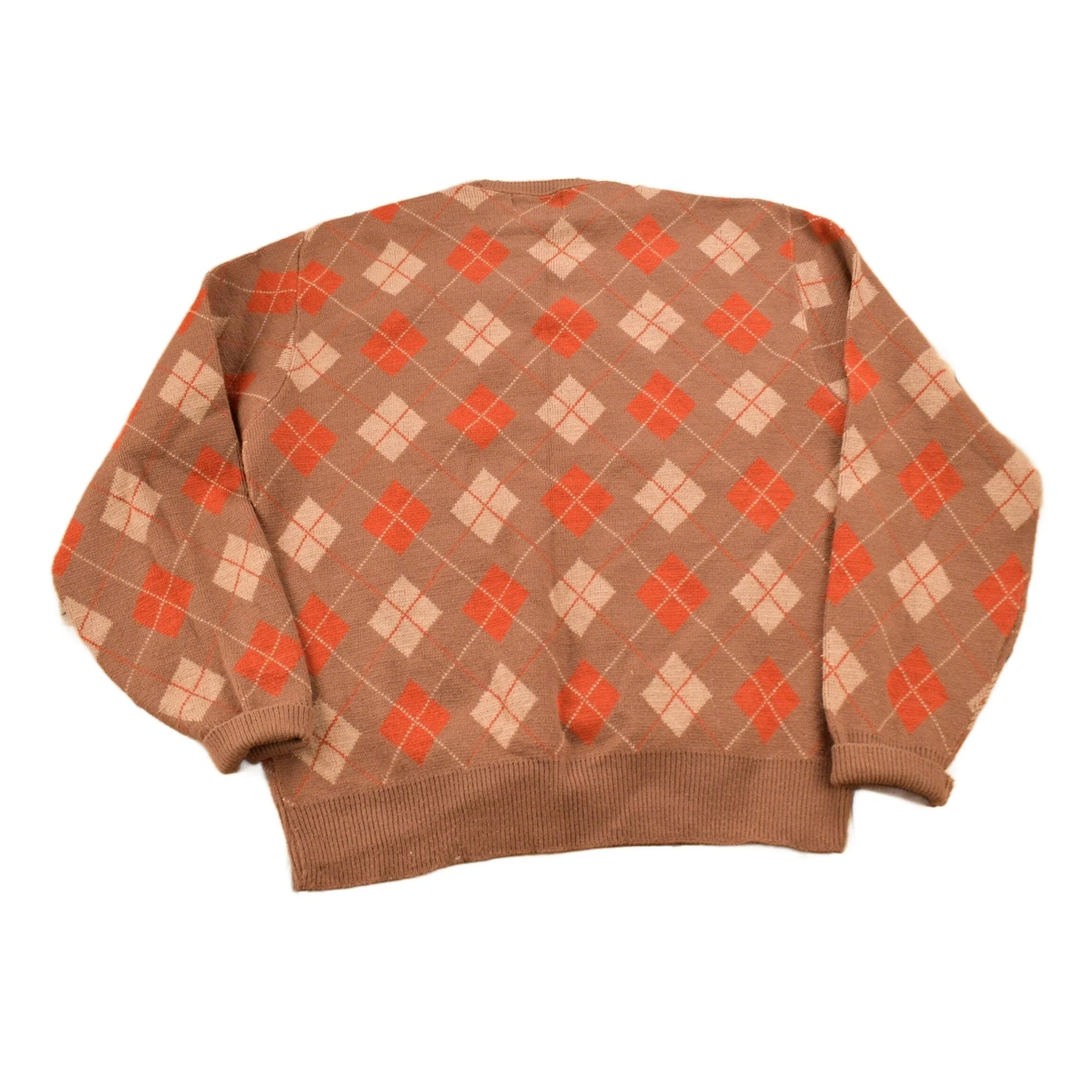 Vintage 1970s Christopher Michael Argyle Knitted Crewneck Sweater Men's Small - Image 2