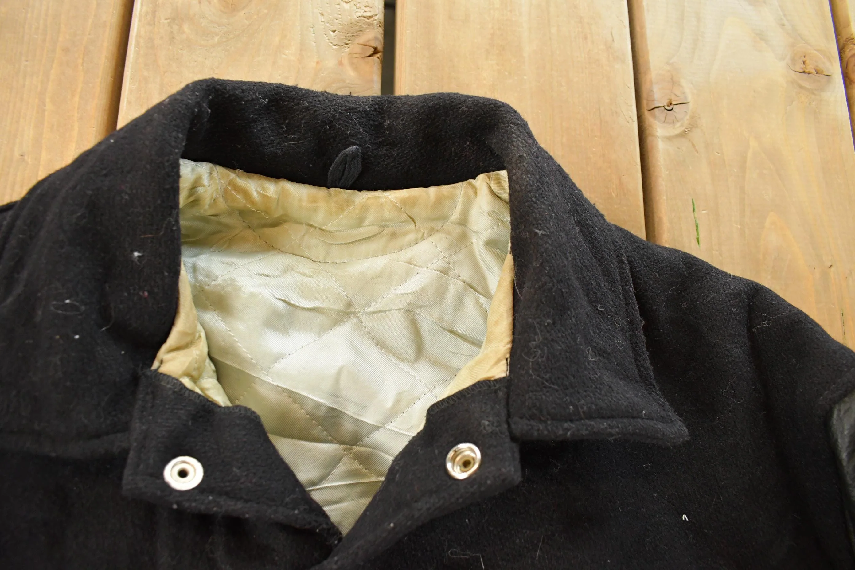 Vintage 1970s Collegiate Wool Leather Varsity Jacket Men's Medium - Image 5