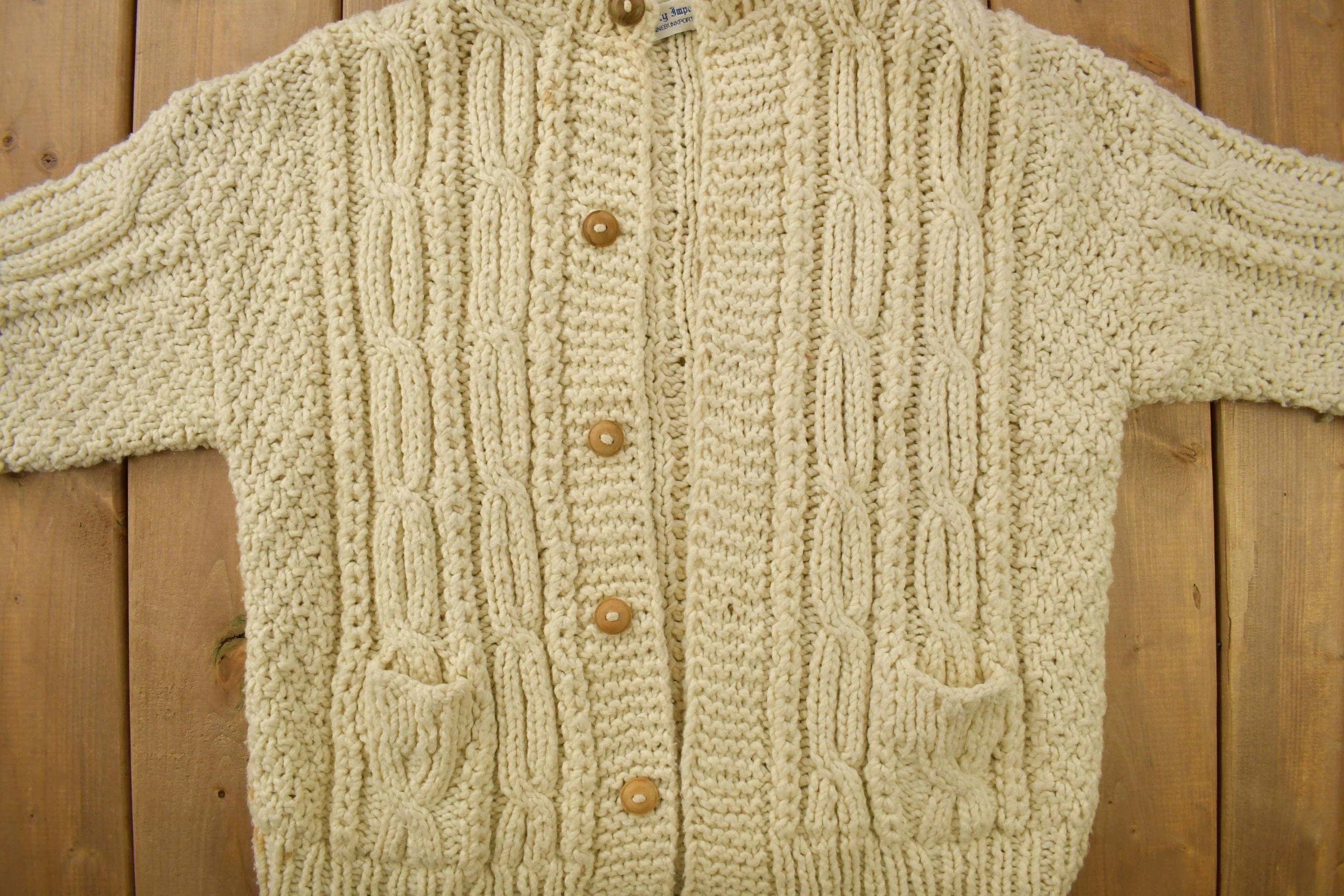 Vintage 1970s Flaherty Imports 3D Cable Knit Button Up Sweater - Image 3