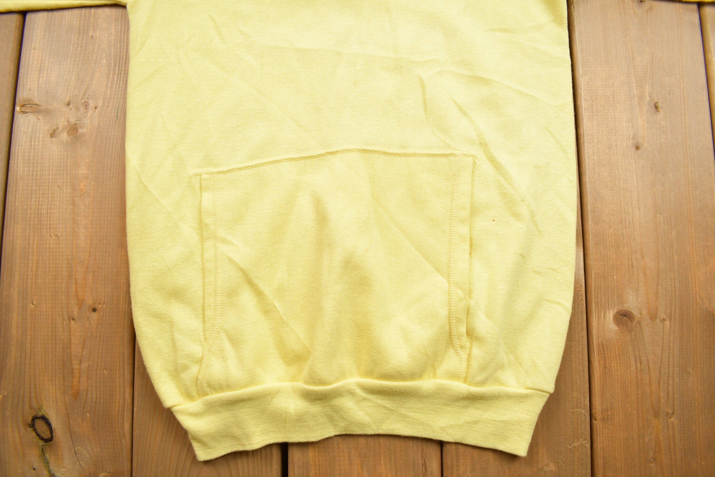 Vintage 1970s Health Knit Blank Yellow Hoodie - Image 4