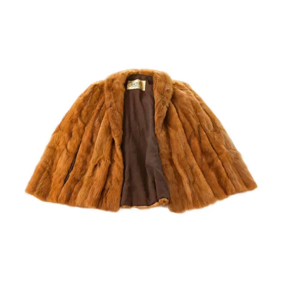 Vintage 1970s Jacobs Mink Fur Stole Cape Jacket Women's Large