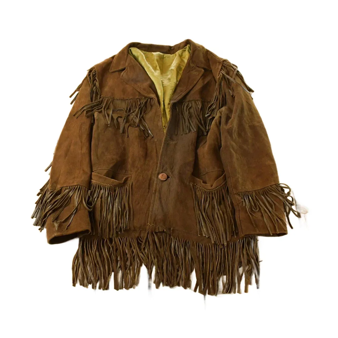 Vintage 1970s Leather Suede Western Fringe Jacket Men's M