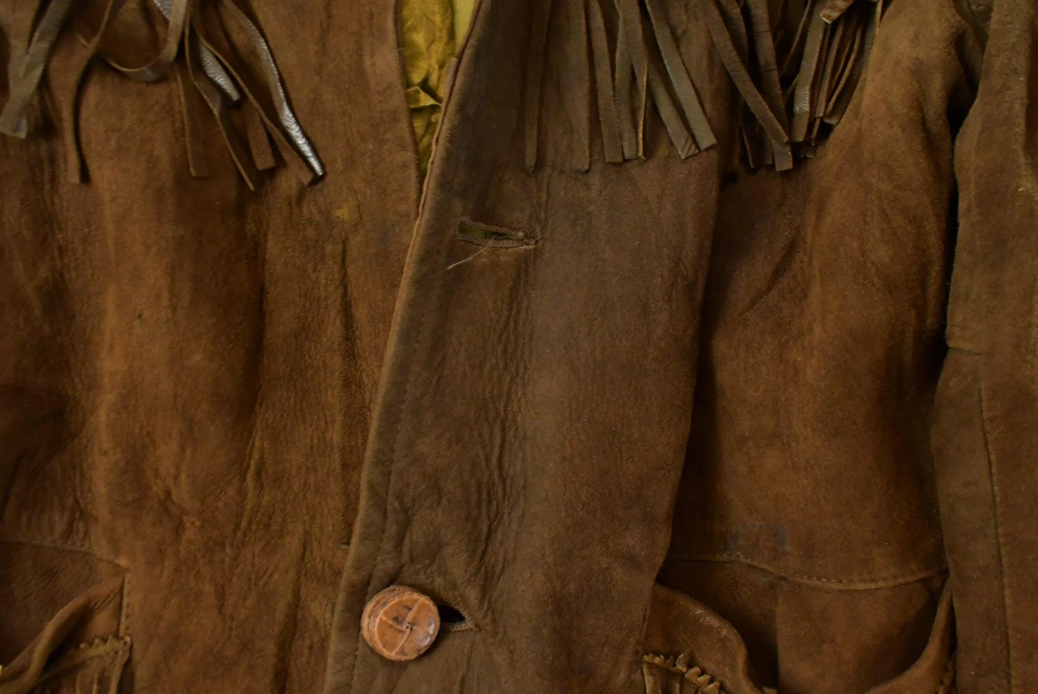 Vintage 1970s Leather Suede Western Fringe Jacket Men's M - Image 4