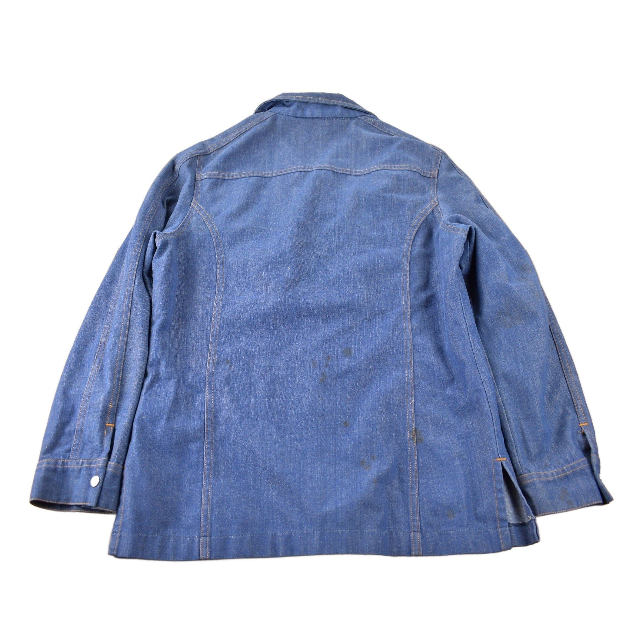 Vintage 1970s Lee Western Style Pearl Snap Button Up Denim Shirt Made in USA Men's L - Image 2