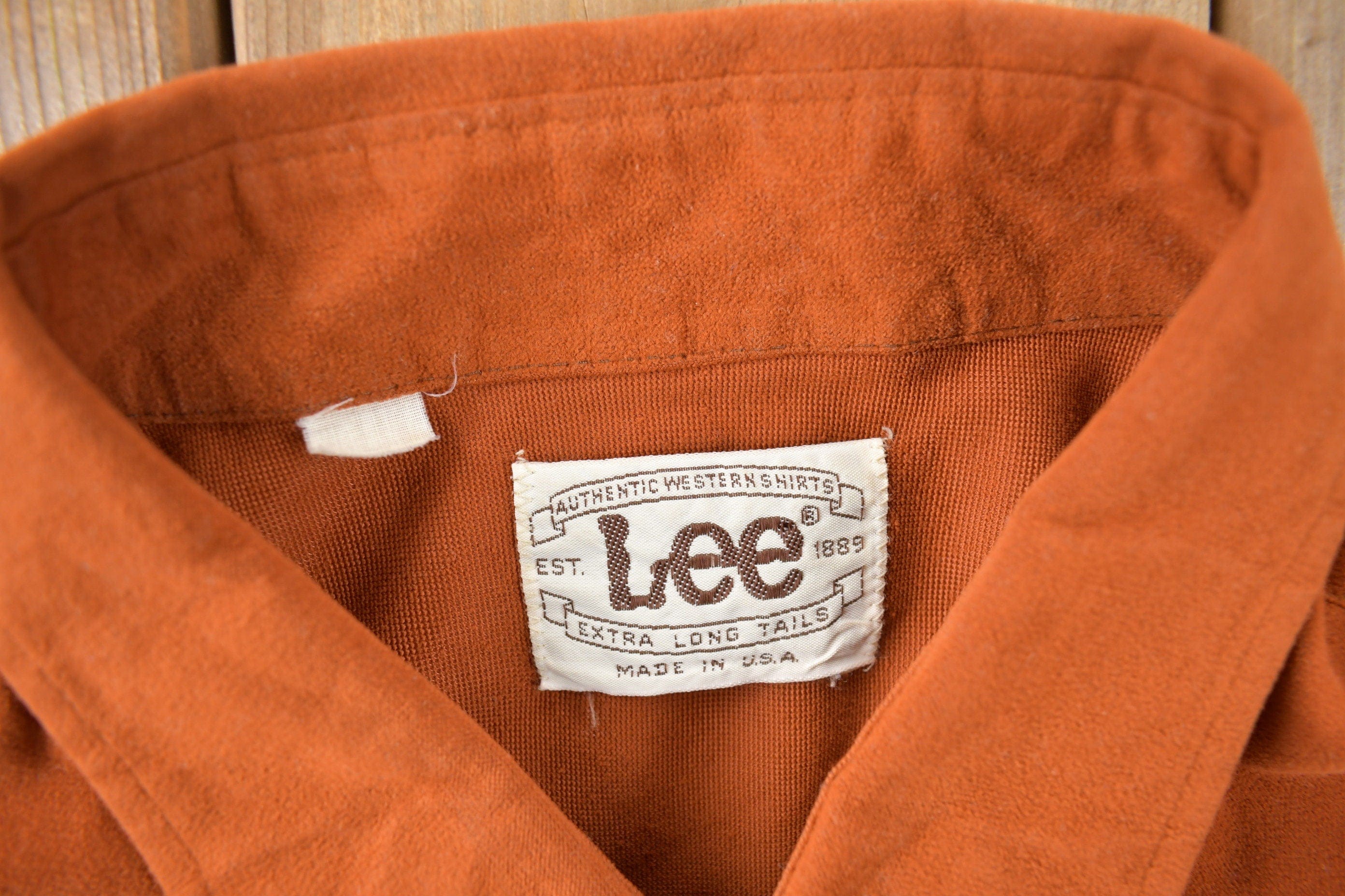 Vintage 1970s Lee Western Style Pearl Snap Button Up Shirt Made in USA Men's L - Image 4