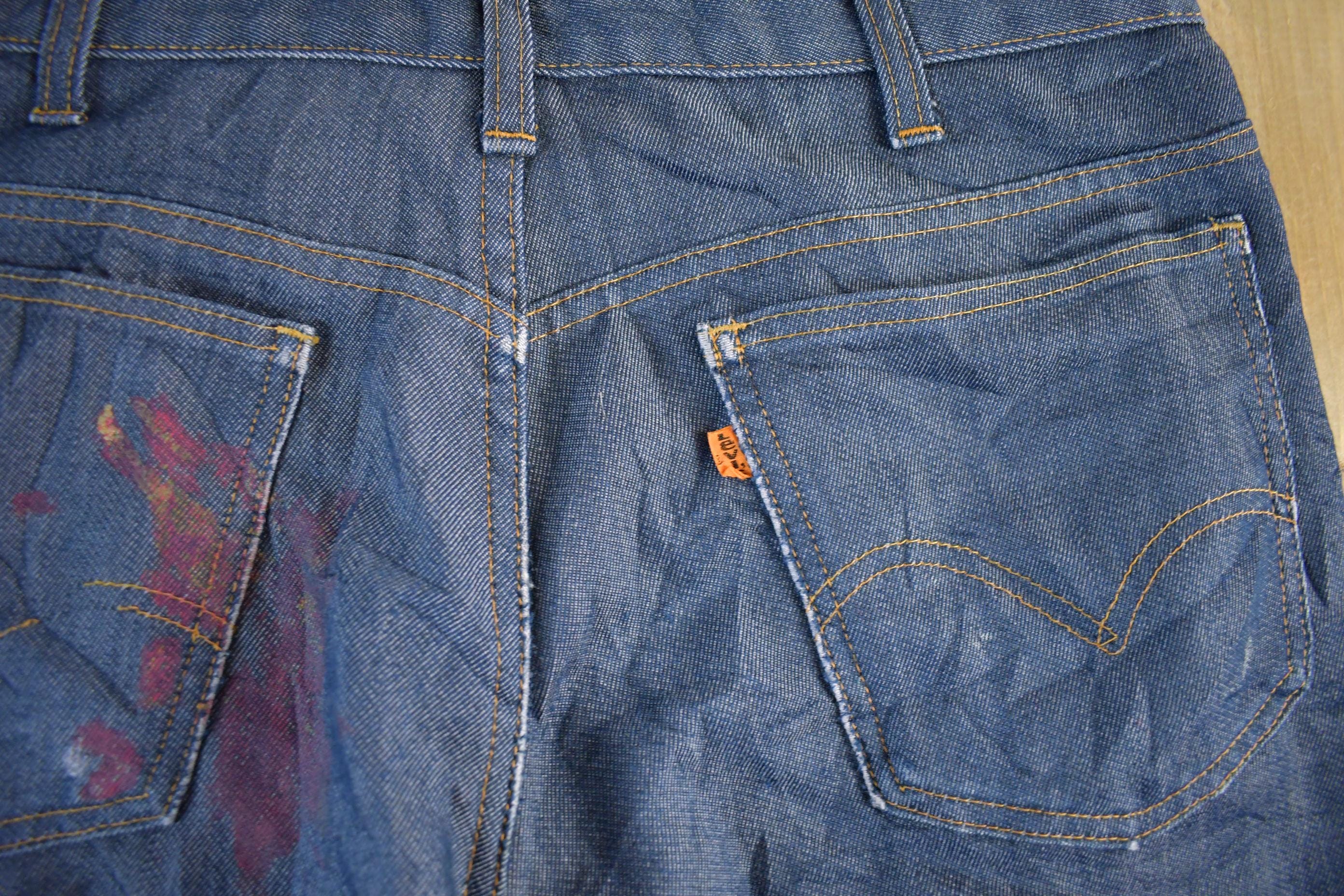 Vintage 1970s Levi's Orange Tab Bell Bottom Flare Denim Jeans Men's Medium 33 x 29 - Image 9