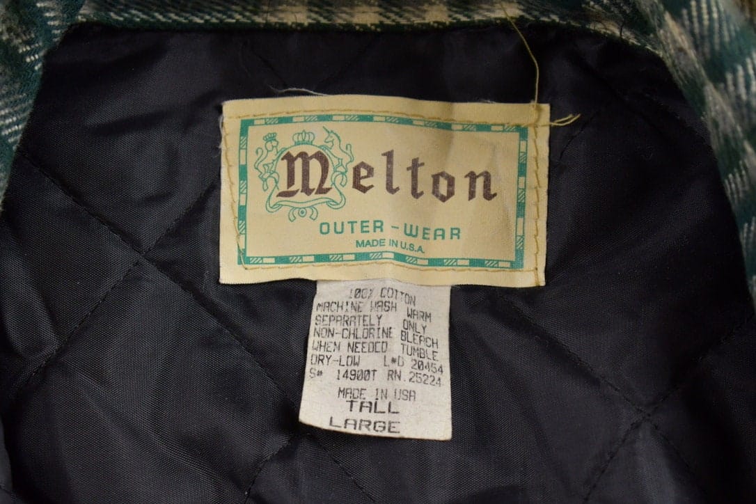 Vintage 1970s Melton Plaid Button Up Shirt Men's Large - Image 4