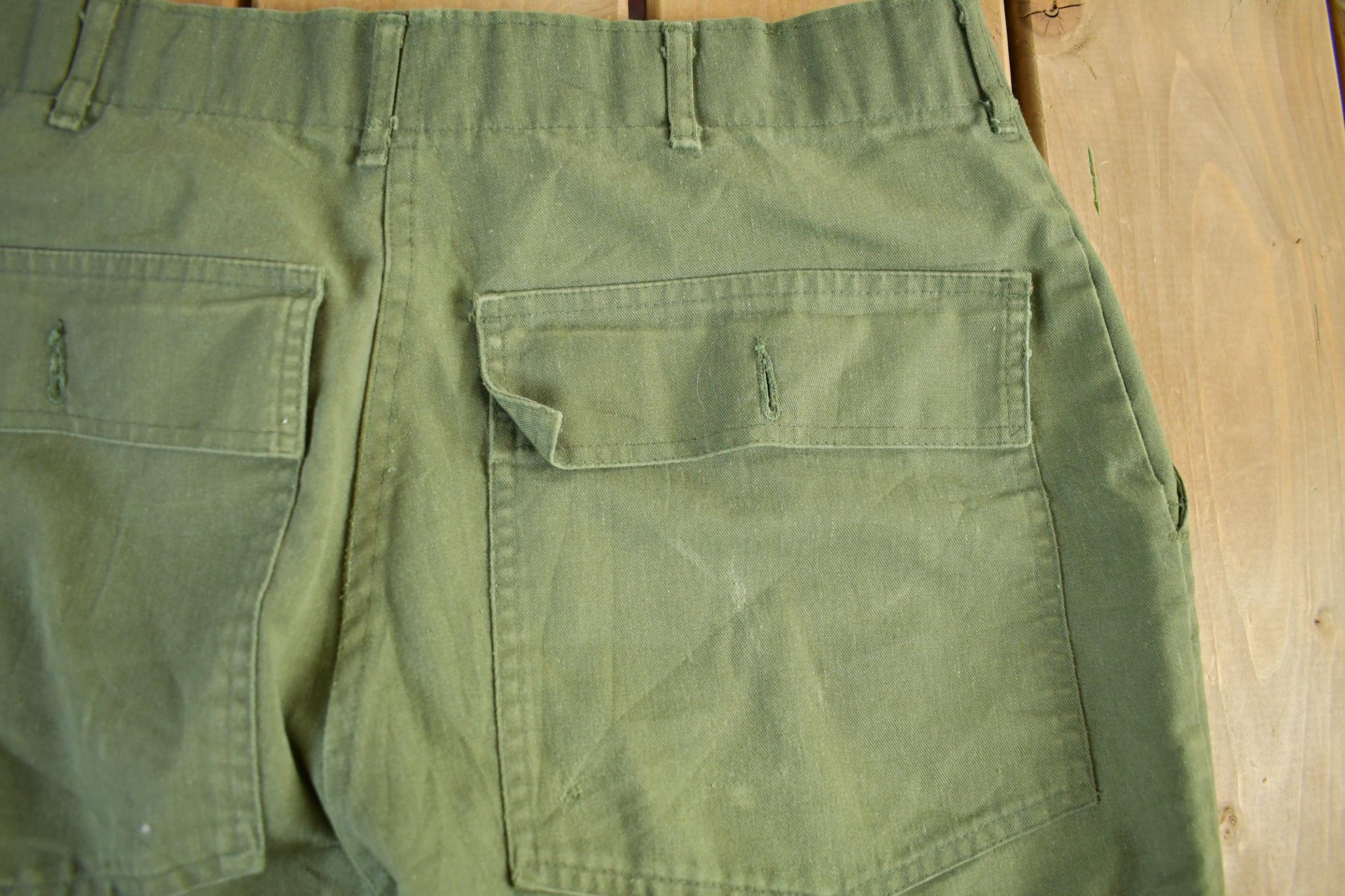 Vintage 1970s Military OG-107 Sateen Fatigue Pants Men's Medium 31 x 33 - Image 7