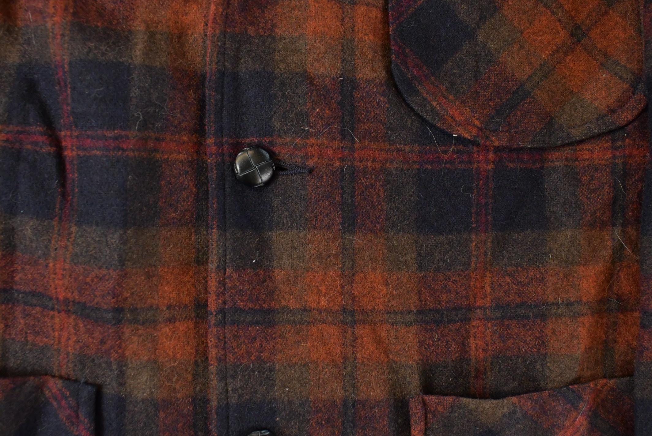 Vintage 1970s Pendleton Plaid Button Up Blazer Shirt Men's Medium - Image 4