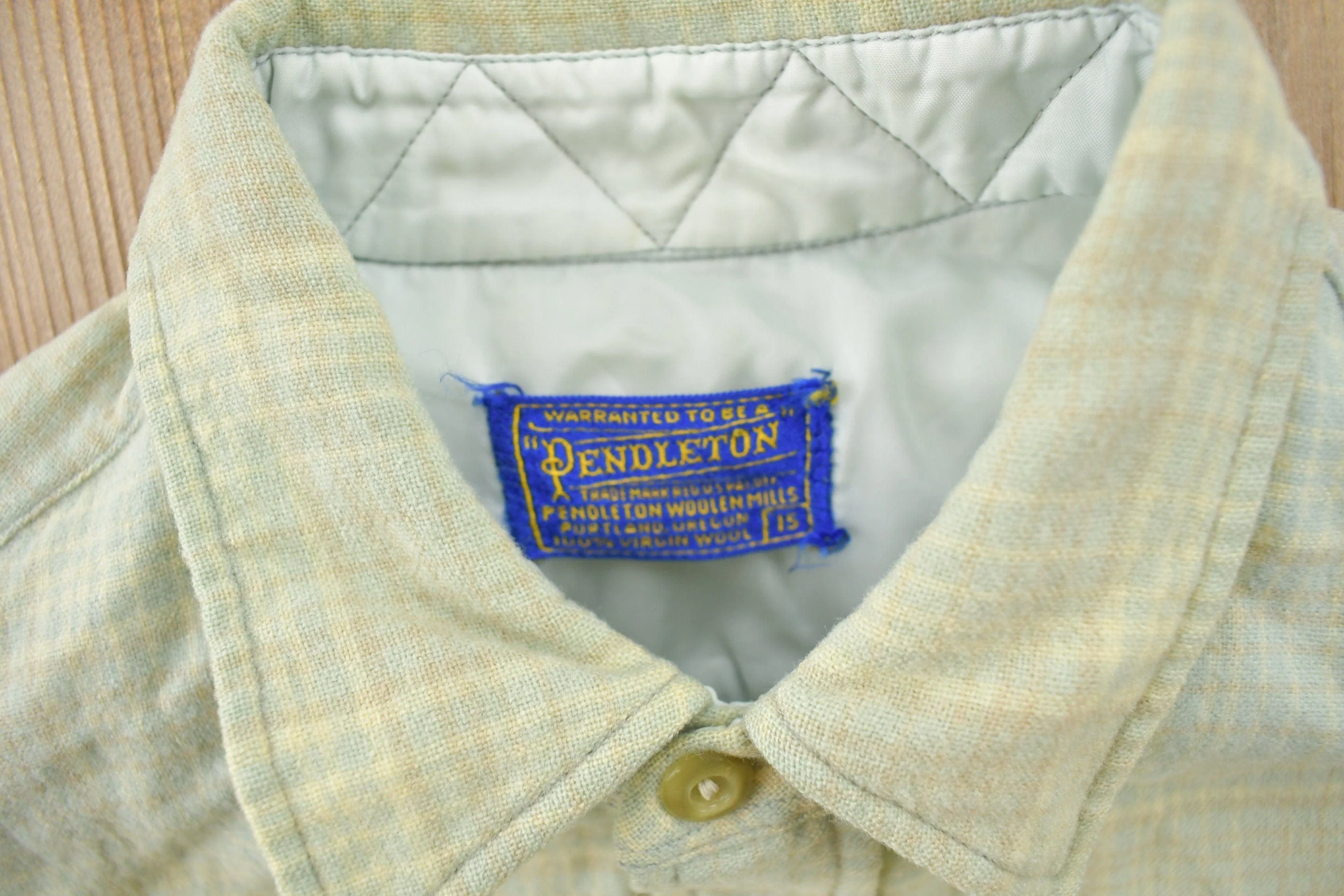 Vintage 1970s Pendleton Plaid Button Up Board Shirt Men's Small - Image 4